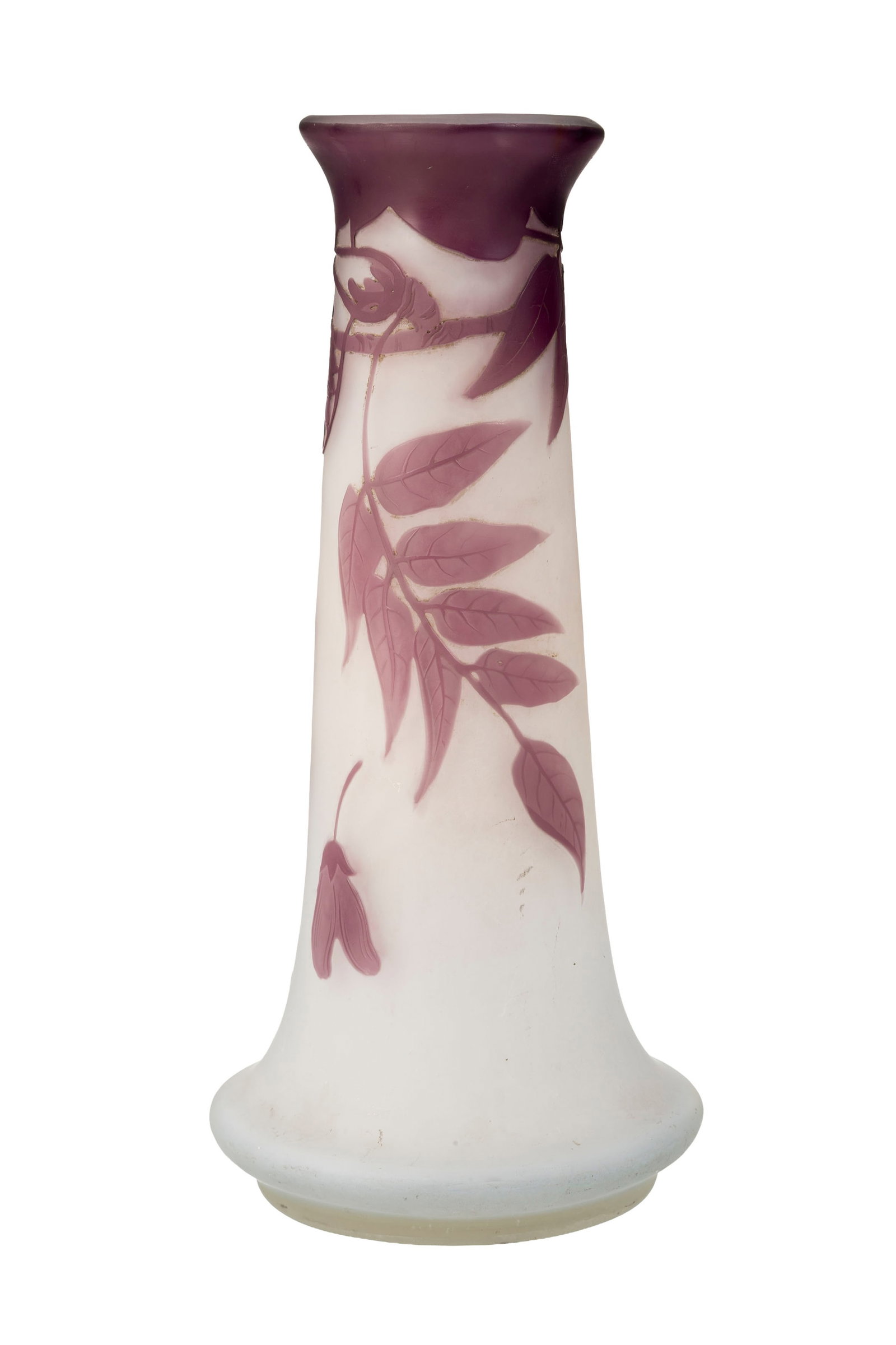Gallé. Vase tronconique à base renflée et col évasé en verre multicouche, & - 2