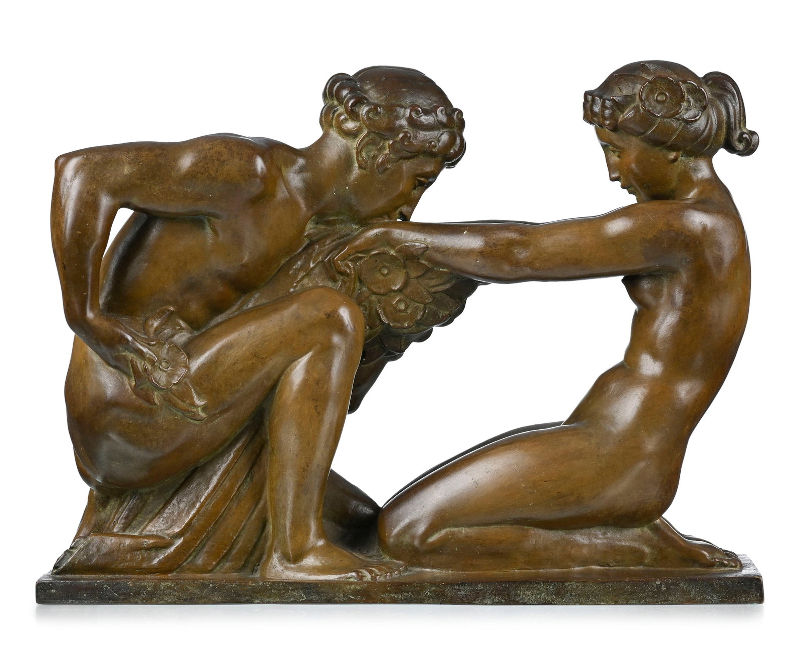 Richard Guino (1890-1973), L’idylle, sculpture en bronze à patine brune, signée sur  - 2