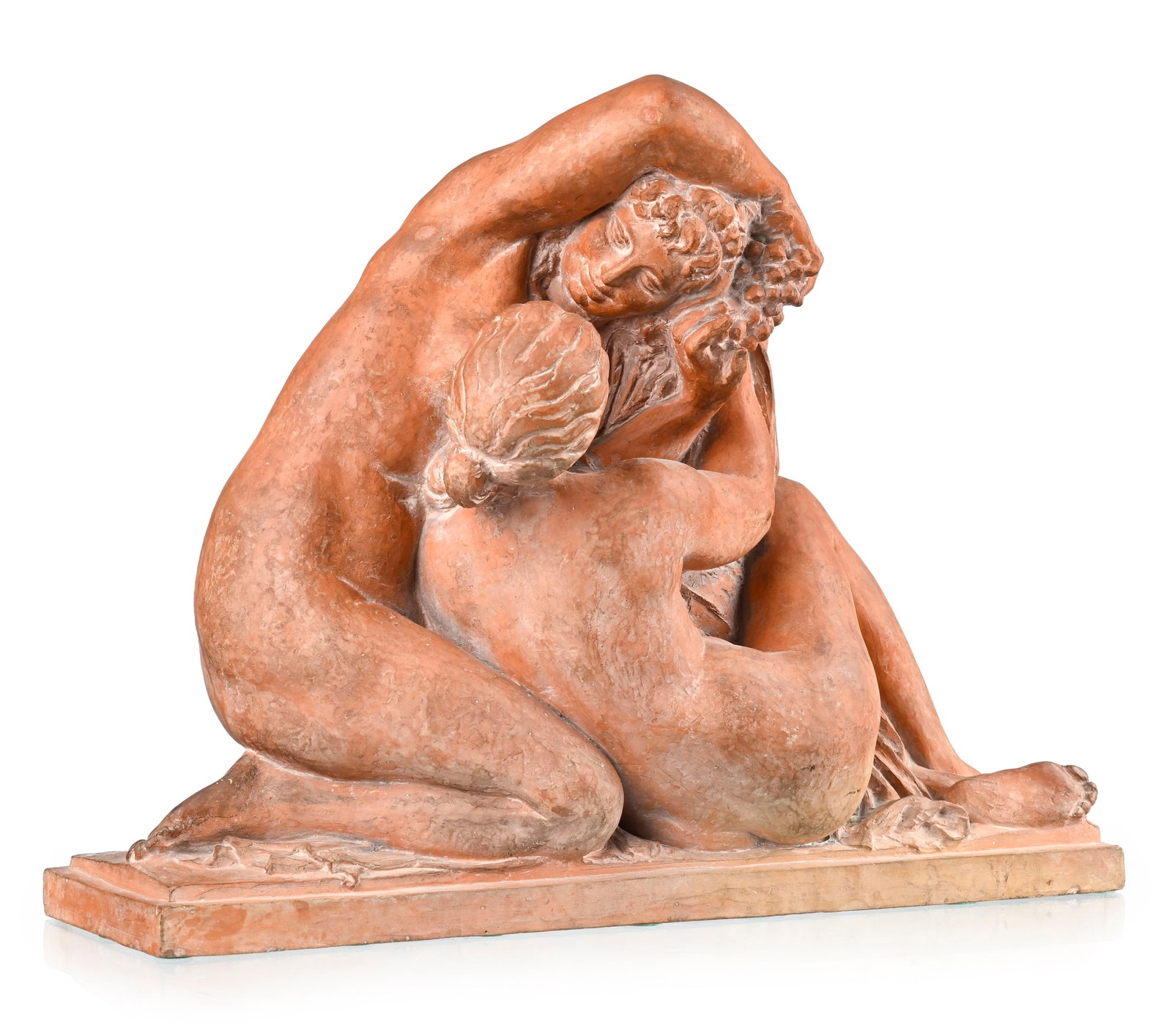 Richard Guino (1890-1973), Jeunes filles jouant ou Deux bacchantes aux raisins, groupe en terre cuit (1 of 6)