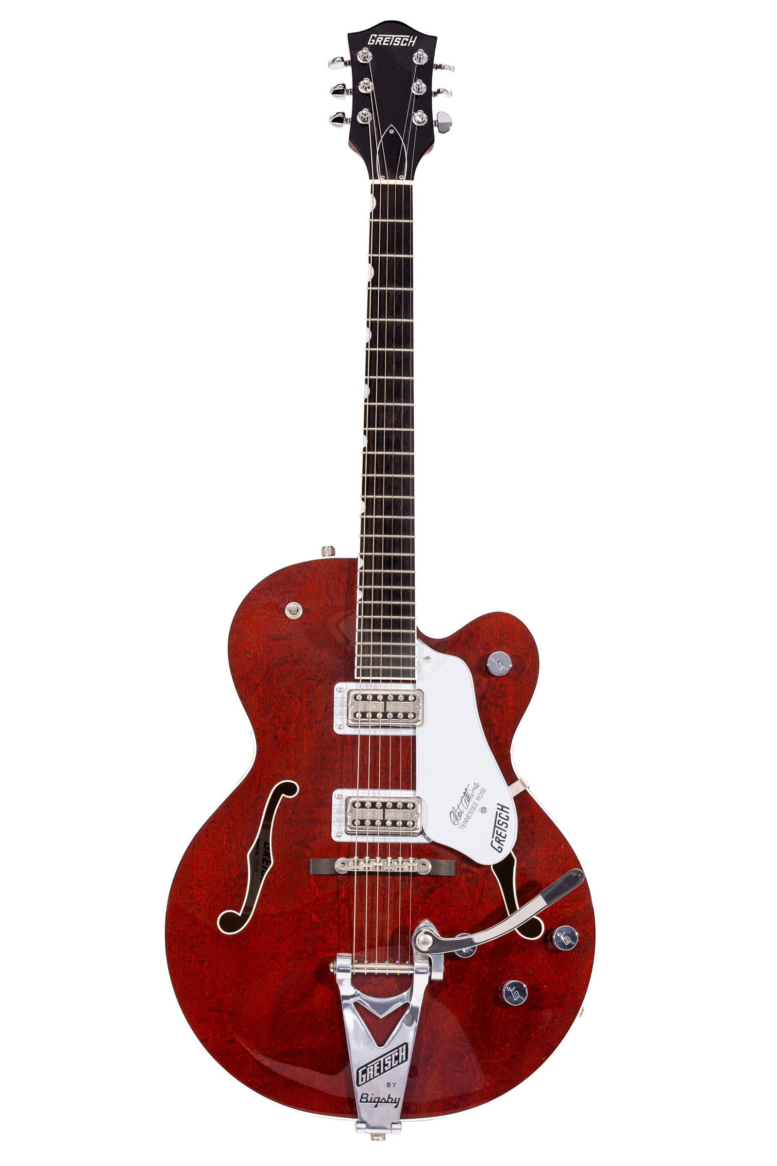 Gretsch, guitare électrique Hollowbody G6119 "Chet Atkins - Tennessee Rose", 2015, Japon (usine: Gretsch, guitare électrique Hollowbody G6119 "Chet Atkins - Tennessee Rose", 2015, Japon (usine de Terada), finition Deep Cherrys Stain, n° de série JT150300714, avec sa caisse