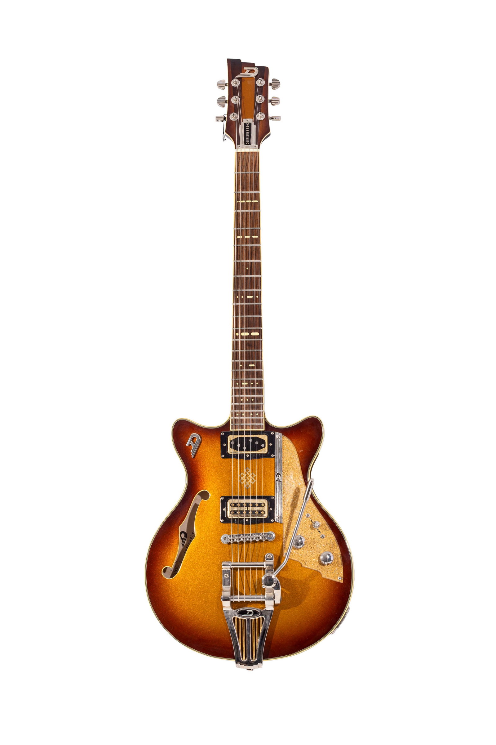 Duesenberg, guitare électrique Holloybody "Alliance Series - Joe Walsh", 2017, Allemagne, finit: Duesenberg, guitare électrique Holloybody "Alliance Series - Joe Walsh", 2017, Allemagne, finition Gold-Burst, n° de série 172770, avec caisse et sangle originelles, certificat et