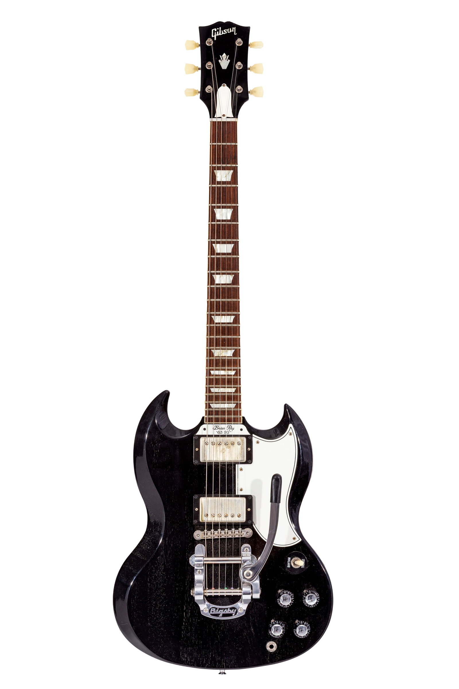 Gibson custom Shop, guitare électrique SG Standard '63 Brian Ray, entre 2015 et 2017, USA (Nash: Gibson custom Shop, guitare électrique SG Standard '63 Brian Ray, entre 2015 et 2017, USA (Nashville), finition Silver Fox, numérotée BR136, limitée à 150-200 exemplaires,