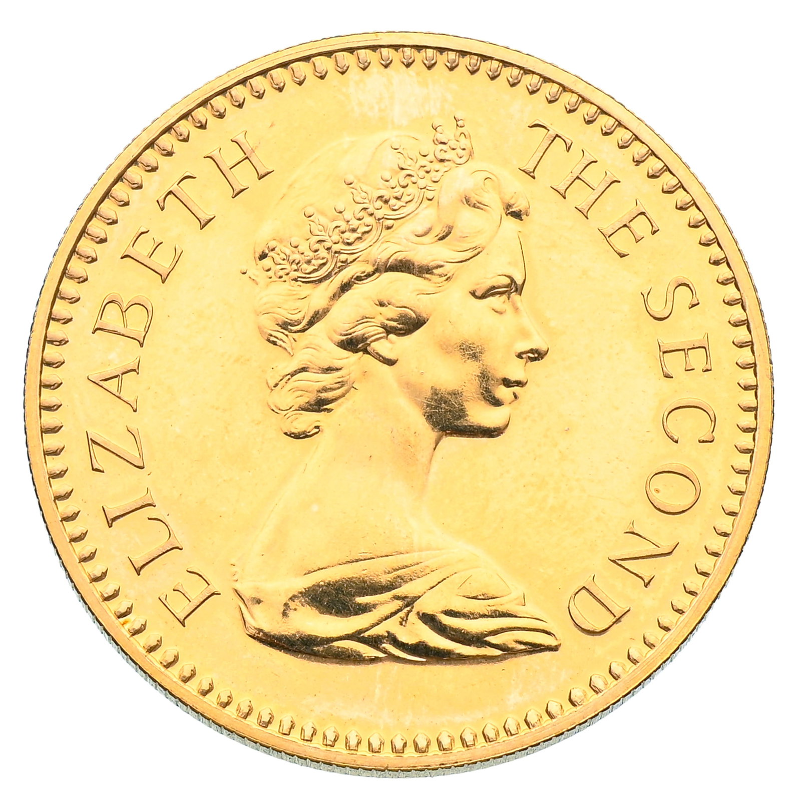 Zimbabwe/Rhodésie, Elisabeth II (1964-1970), 5 pounds en or 1966, or 916, 3.000 exemplaires fra: Zimbabwe/Rhodésie, Elisabeth II (1964-1970), 5 pounds en or 1966, or 916, 3.000 exemplaires frappés, dans son écrin originel, tranche striée, diam. 3,6 cm, 40 g.