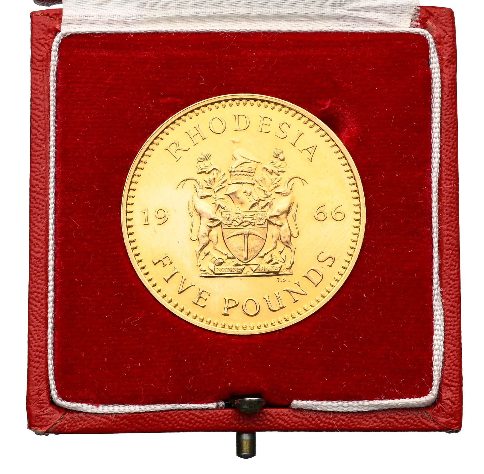 Zimbabwe/Rhodésie, Elisabeth II (1964-1970), 5 pounds en or 1966, or 916, 3.000 exemplaires fra - 5