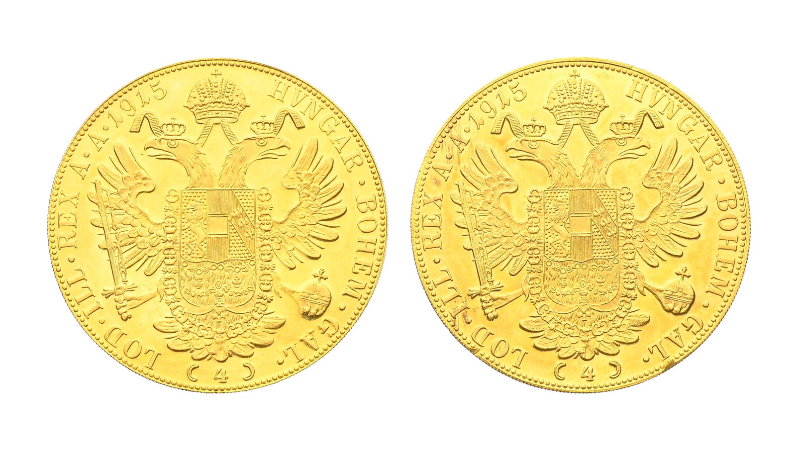 Autriche, François Joseph Ier (1848-1916), 2 pièces de 4 ducats en or .986, 1915 (probable - 2