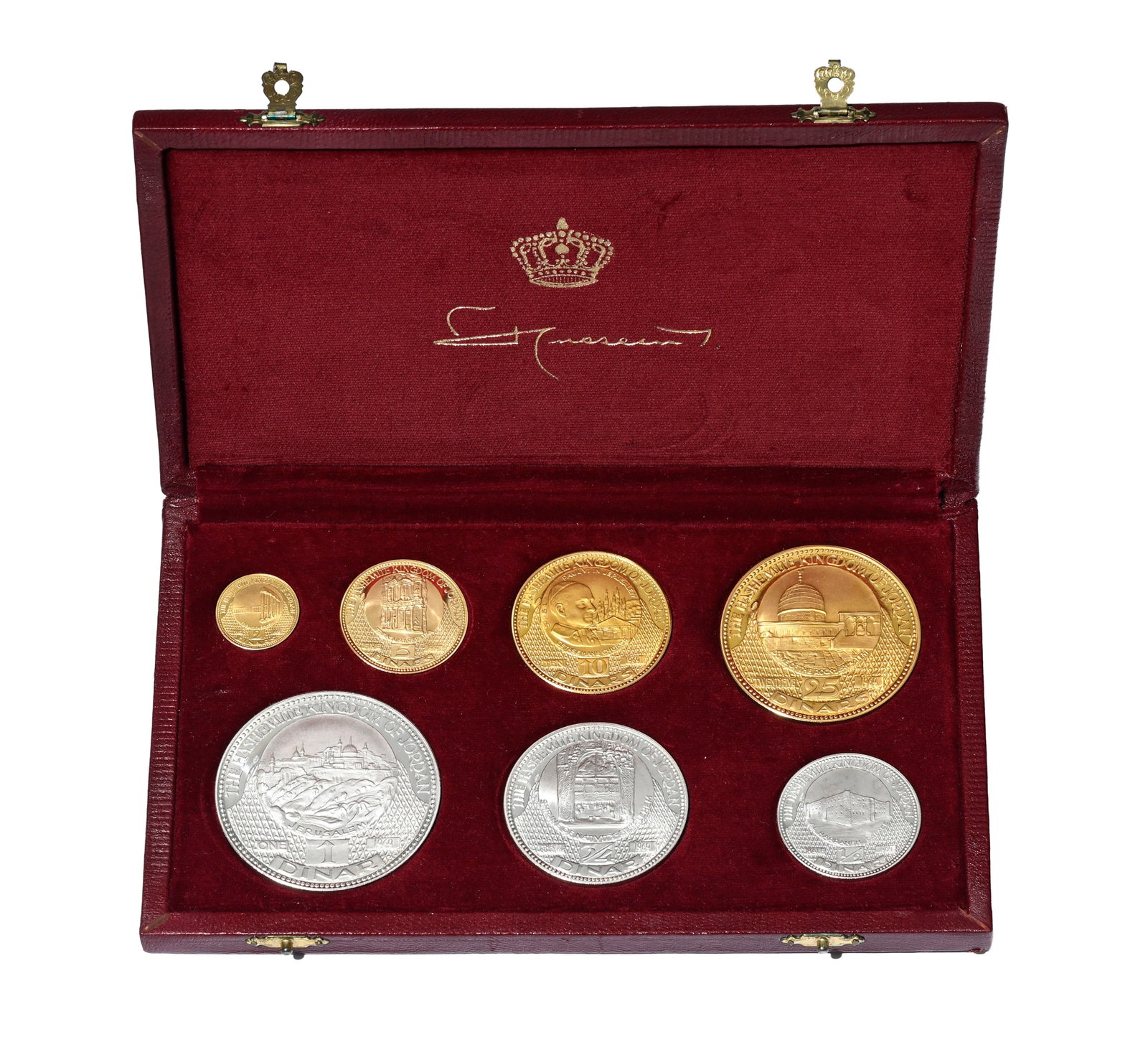 Royaume de Jordanie, coffret de 7 monnaies (4 en or 900 et 3 en argent fin), 1968/69, numérot&# - 4