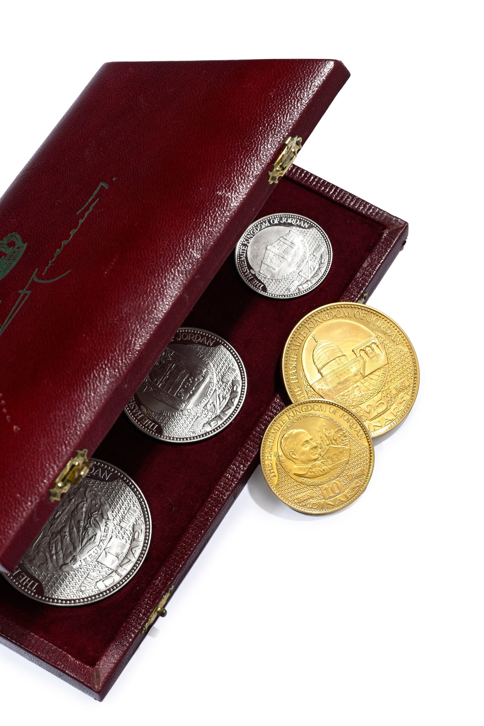 Royaume de Jordanie, coffret de 7 monnaies (4 en or 900 et 3 en argent fin), 1968/69, numérot&# - 6