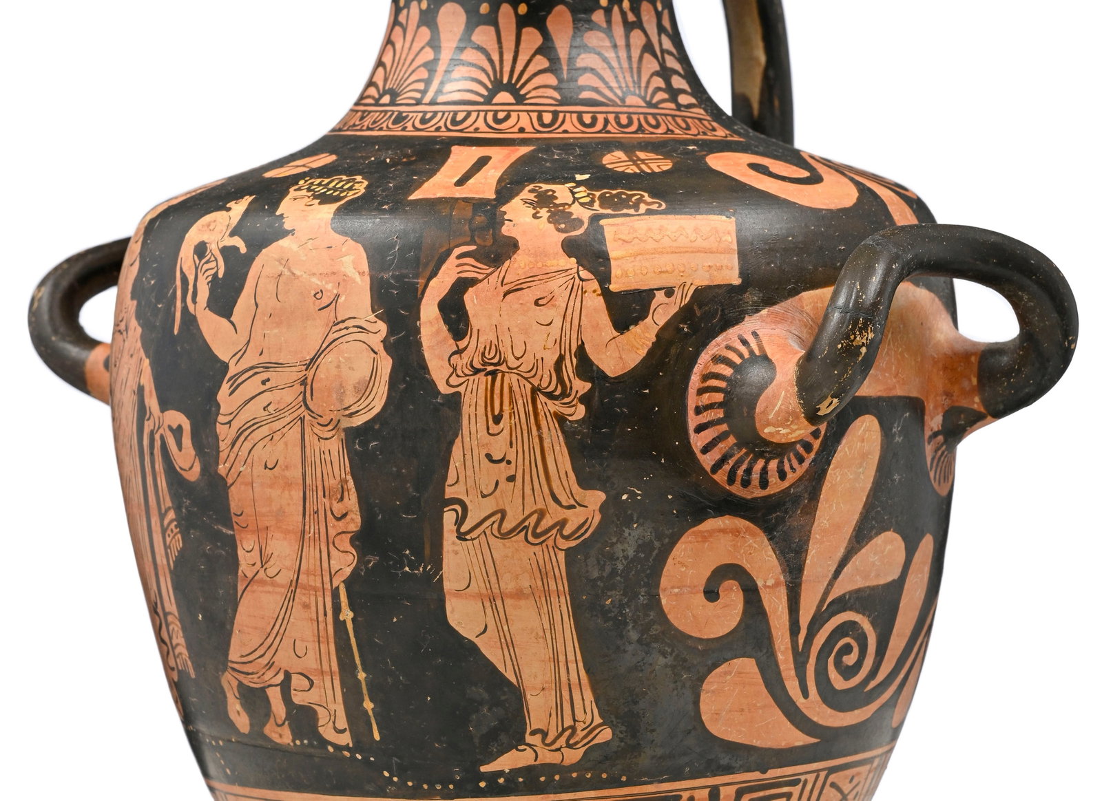 Hydrie en terre cuite à figure rouge, Apulie, 340-330 av. J.-C., scène d'offrande nuptiale - 10