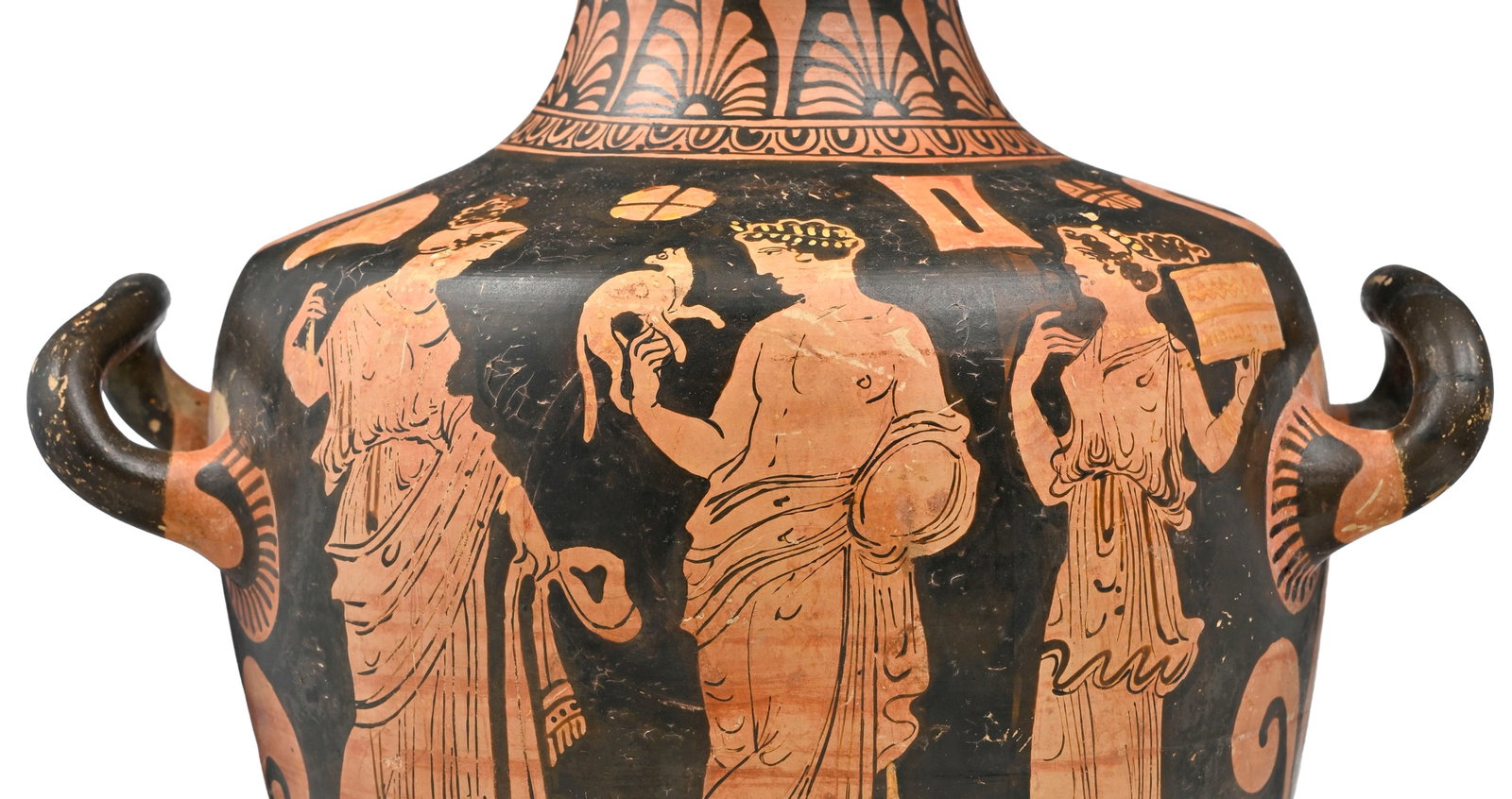 Hydrie en terre cuite à figure rouge, Apulie, 340-330 av. J.-C., scène d'offrande nuptiale - 11