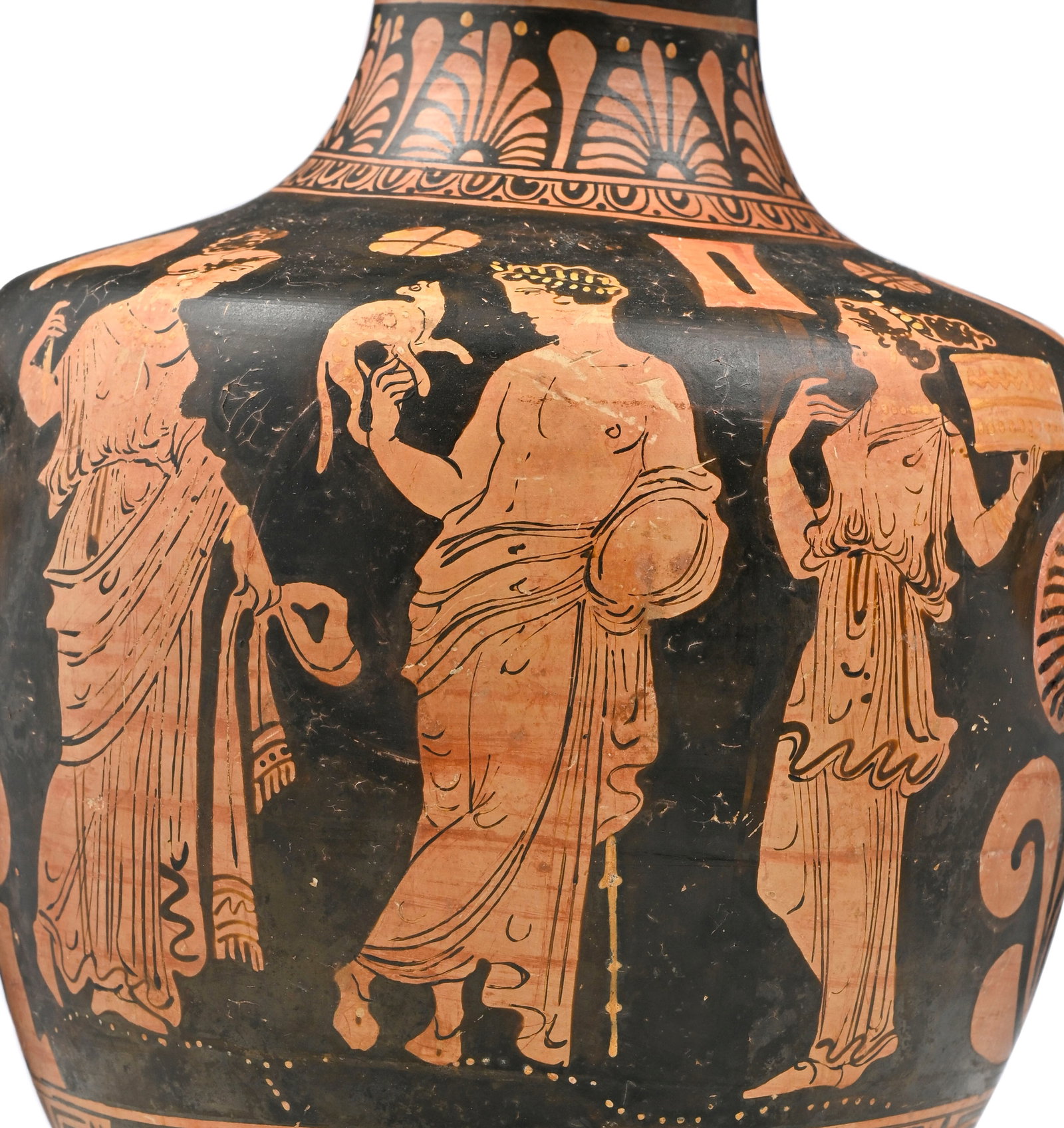 Hydrie en terre cuite à figure rouge, Apulie, 340-330 av. J.-C., scène d'offrande nuptiale - 12