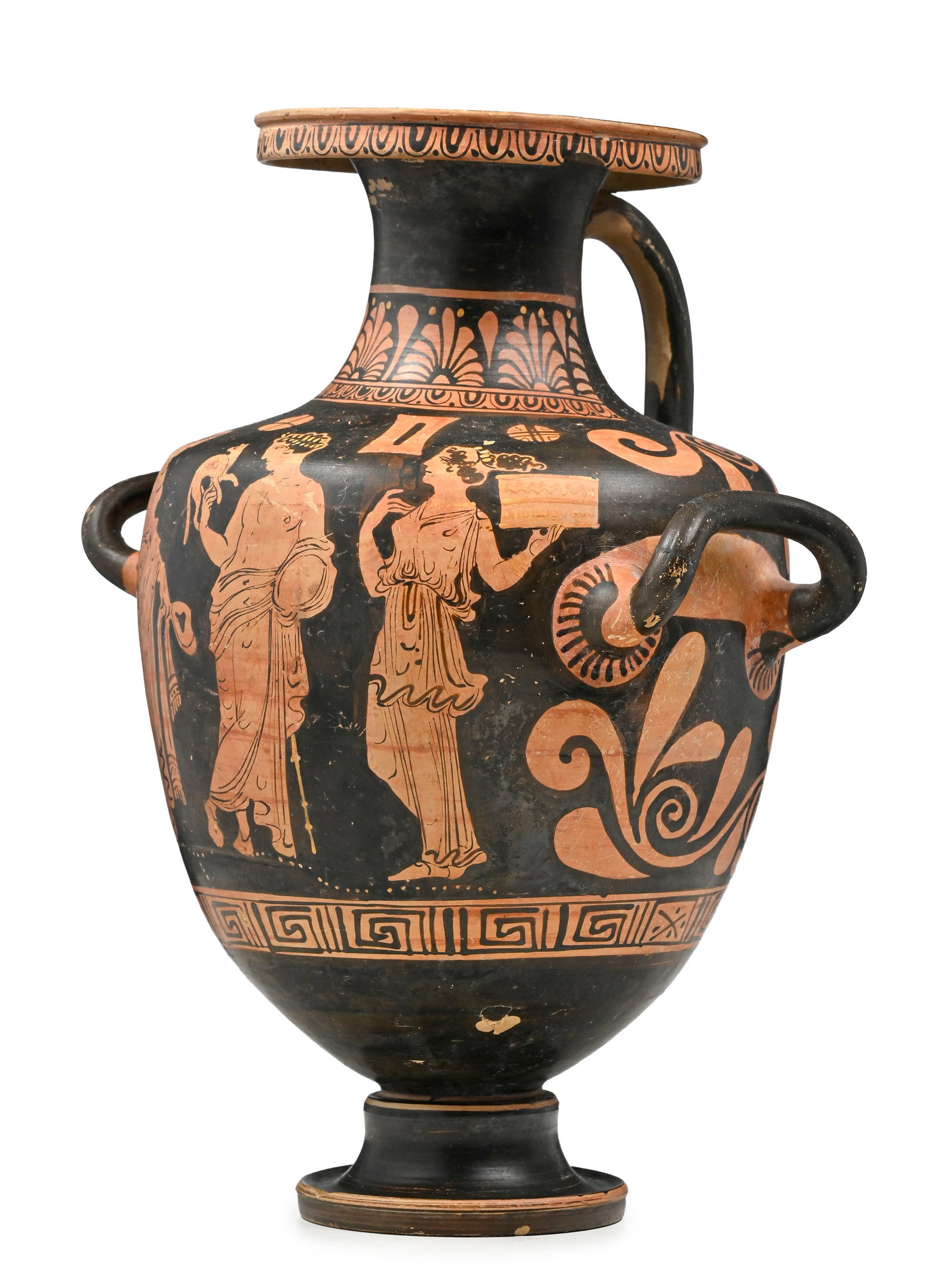 Hydrie en terre cuite à figure rouge, Apulie, 340-330 av. J.-C., scène d'offrande nuptiale - 2