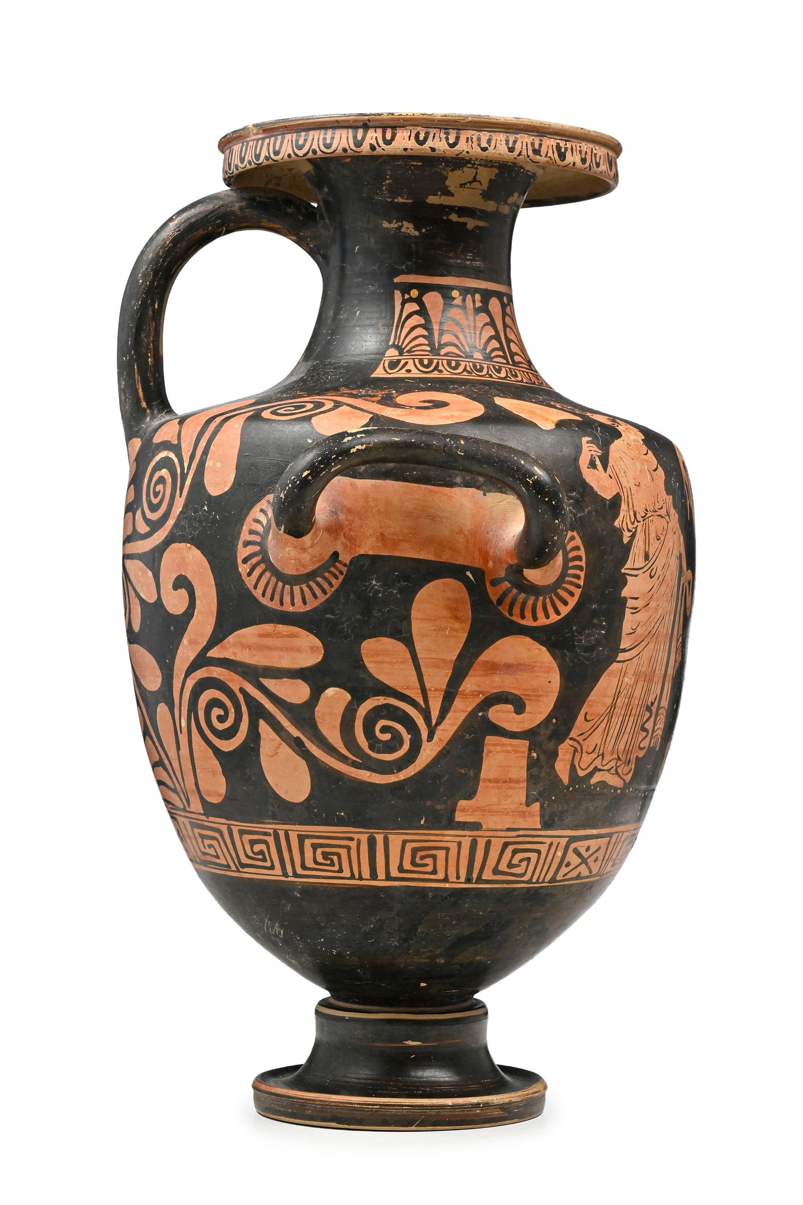 Hydrie en terre cuite à figure rouge, Apulie, 340-330 av. J.-C., scène d'offrande nuptiale - 4