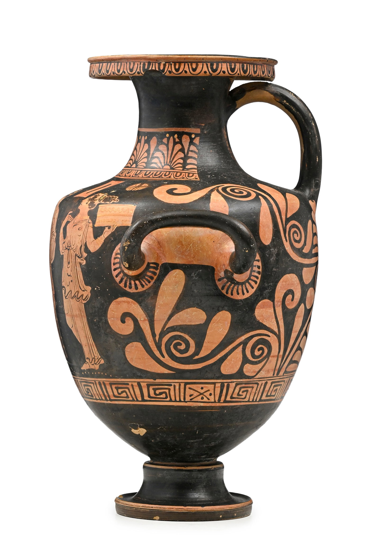 Hydrie en terre cuite à figure rouge, Apulie, 340-330 av. J.-C., scène d'offrande nuptiale - 5