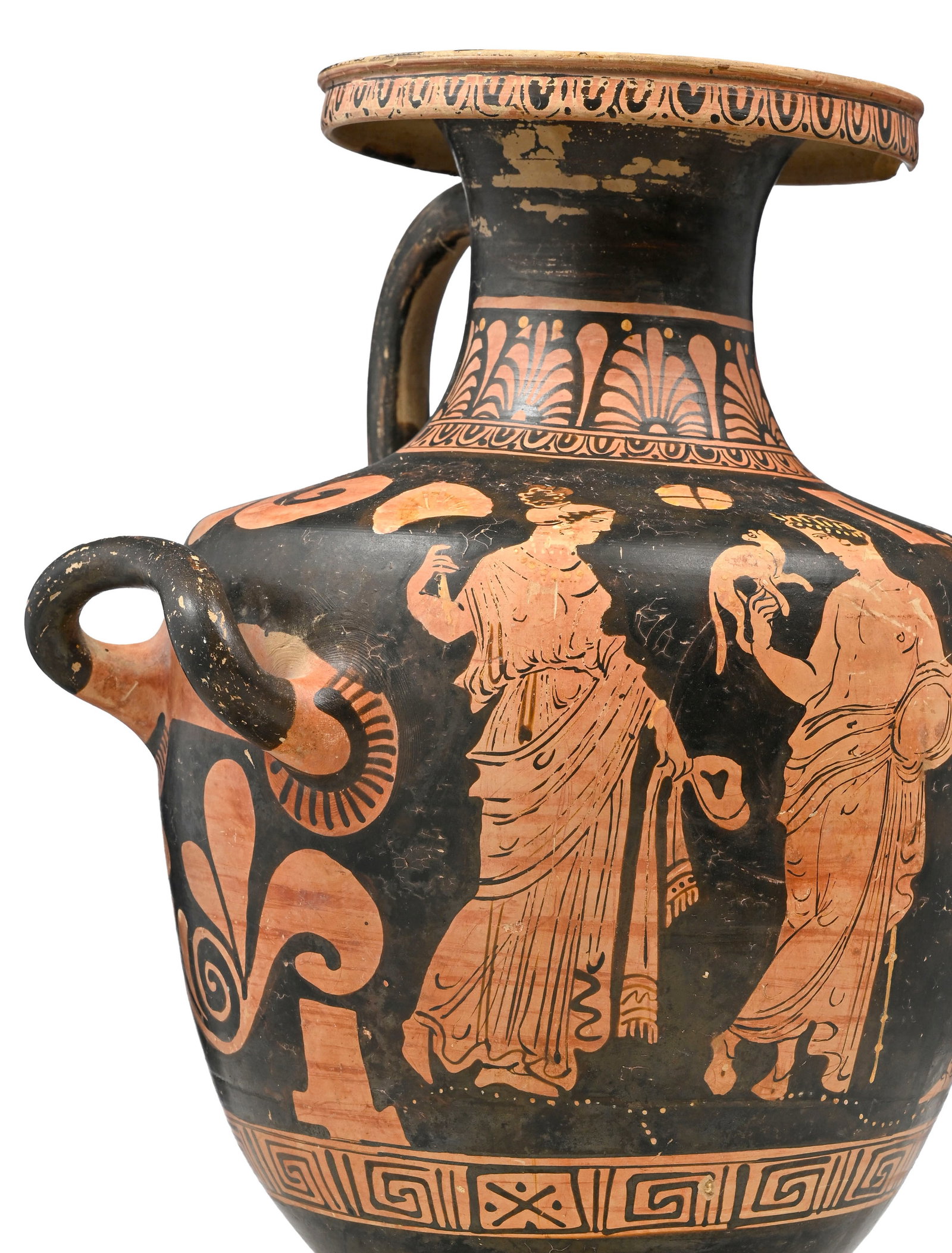 Hydrie en terre cuite à figure rouge, Apulie, 340-330 av. J.-C., scène d'offrande nuptiale - 6