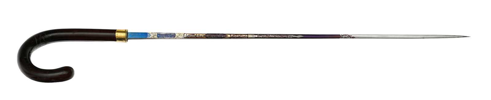 Canne épée à lame de Tolède, fin XIXe s., corps en bois exotique moucheté,  - 2