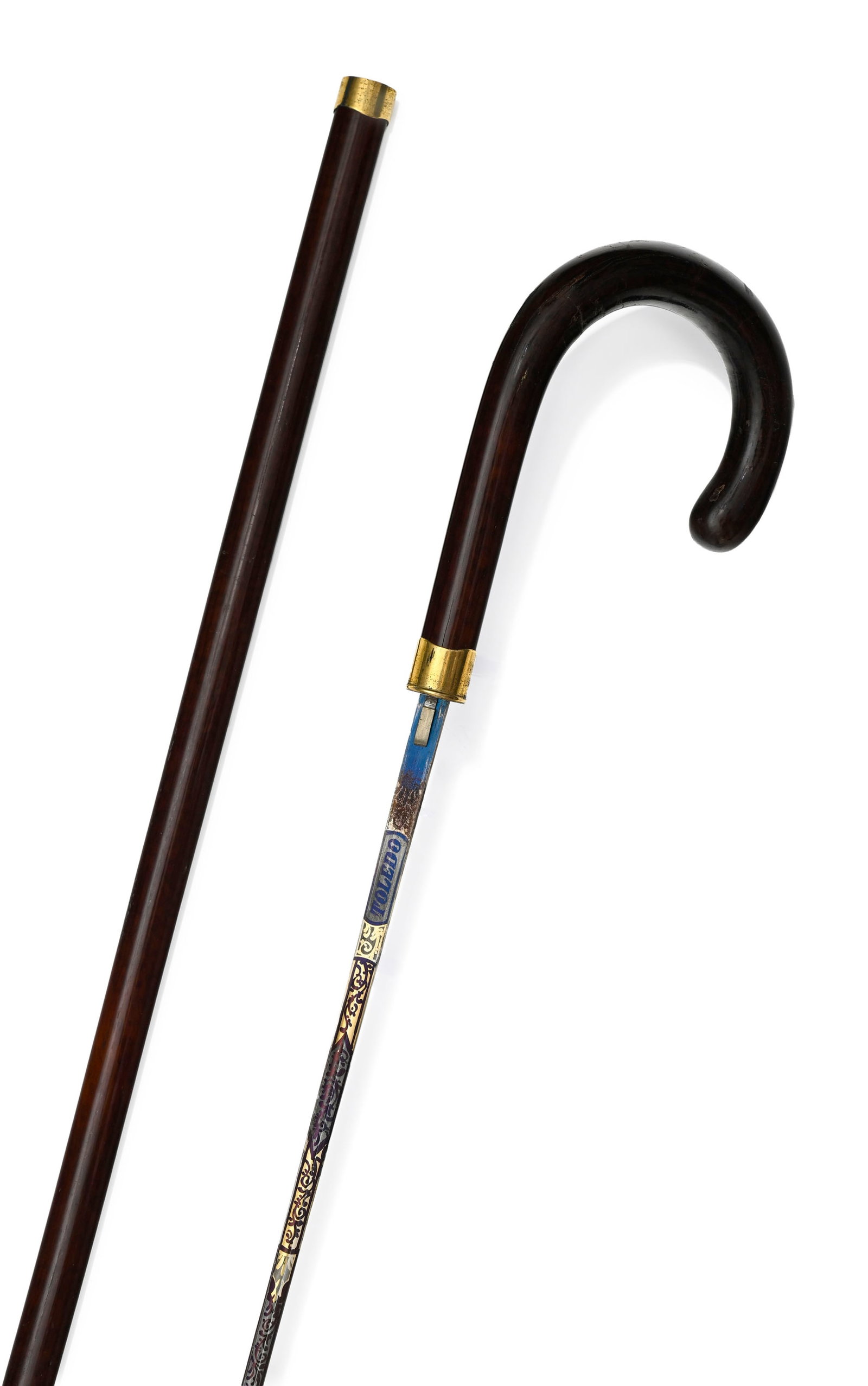 Canne épée à lame de Tolède, fin XIXe s., corps en bois exotique moucheté,  - 3