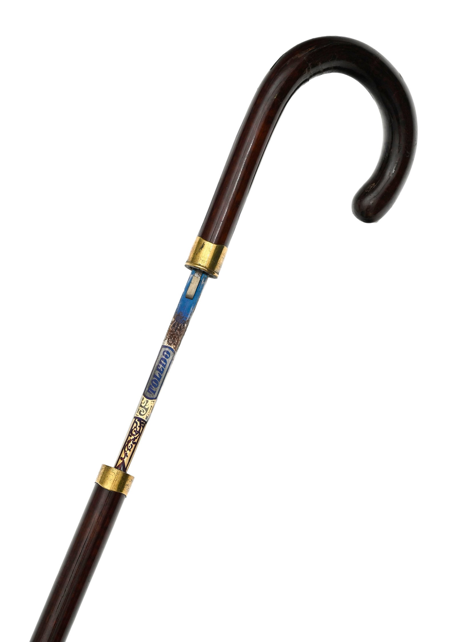 Canne épée à lame de Tolède, fin XIXe s., corps en bois exotique moucheté,  - 5