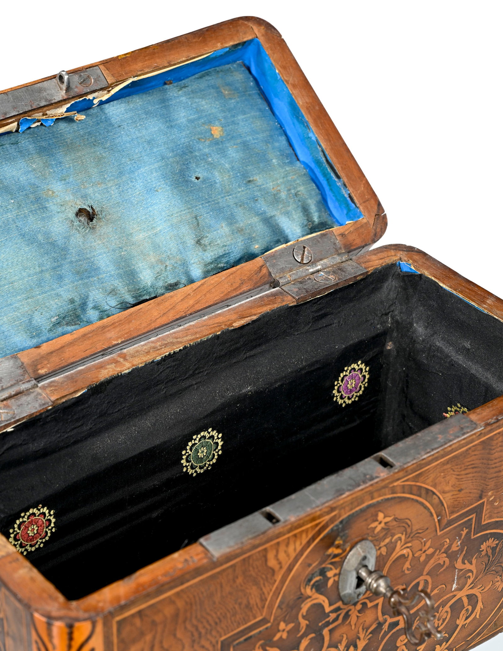 Coffret portable en marqueterie à l'talienne, par François Mondon (1694-1770), estampille  - 13