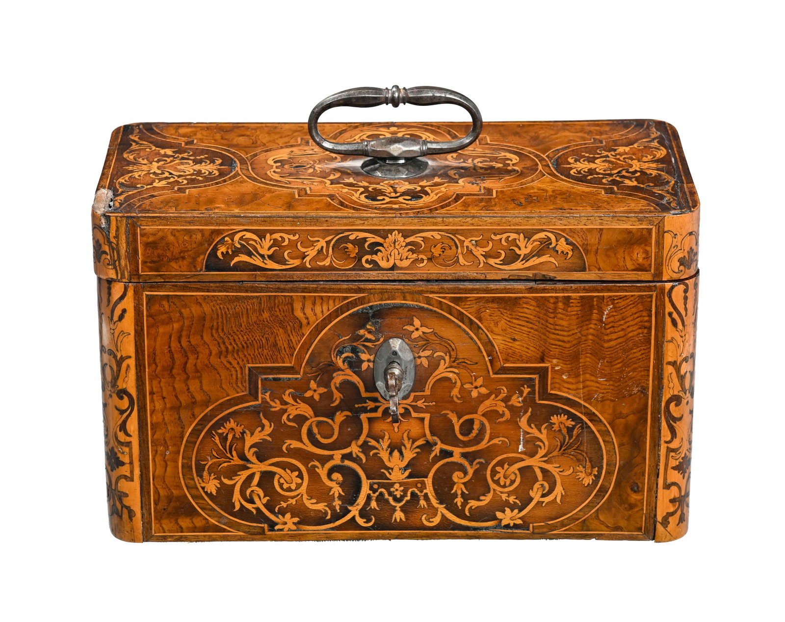 Coffret portable en marqueterie à l'talienne, par François Mondon (1694-1770), estampille  - 3