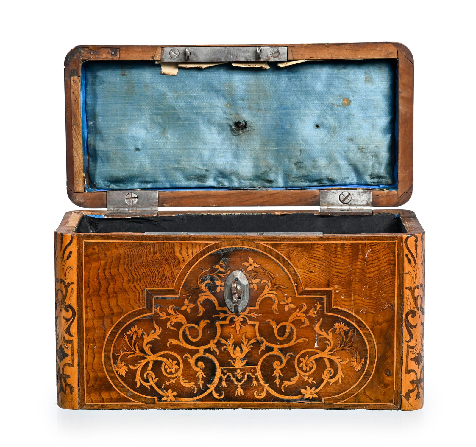 Coffret portable en marqueterie à l'talienne, par François Mondon (1694-1770), estampille  - 4