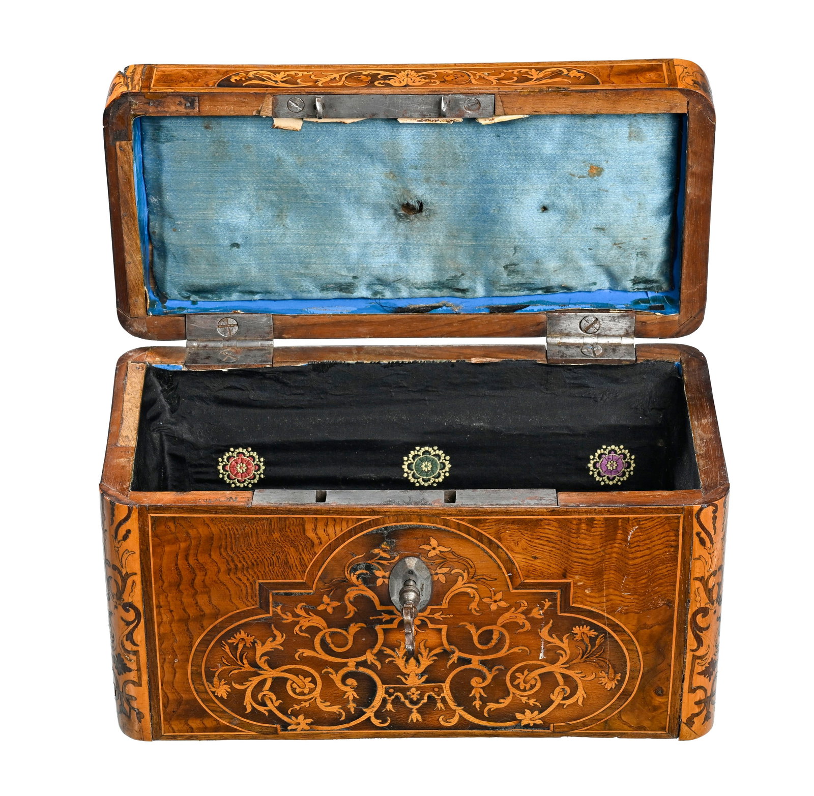 Coffret portable en marqueterie à l'talienne, par François Mondon (1694-1770), estampille  - 5