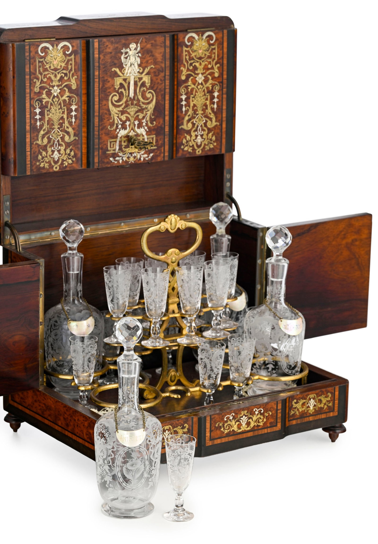 Cave à liqueur d'époque Napoléon III, par R. Guyot à Paris, vers 1870, coffret e - 4