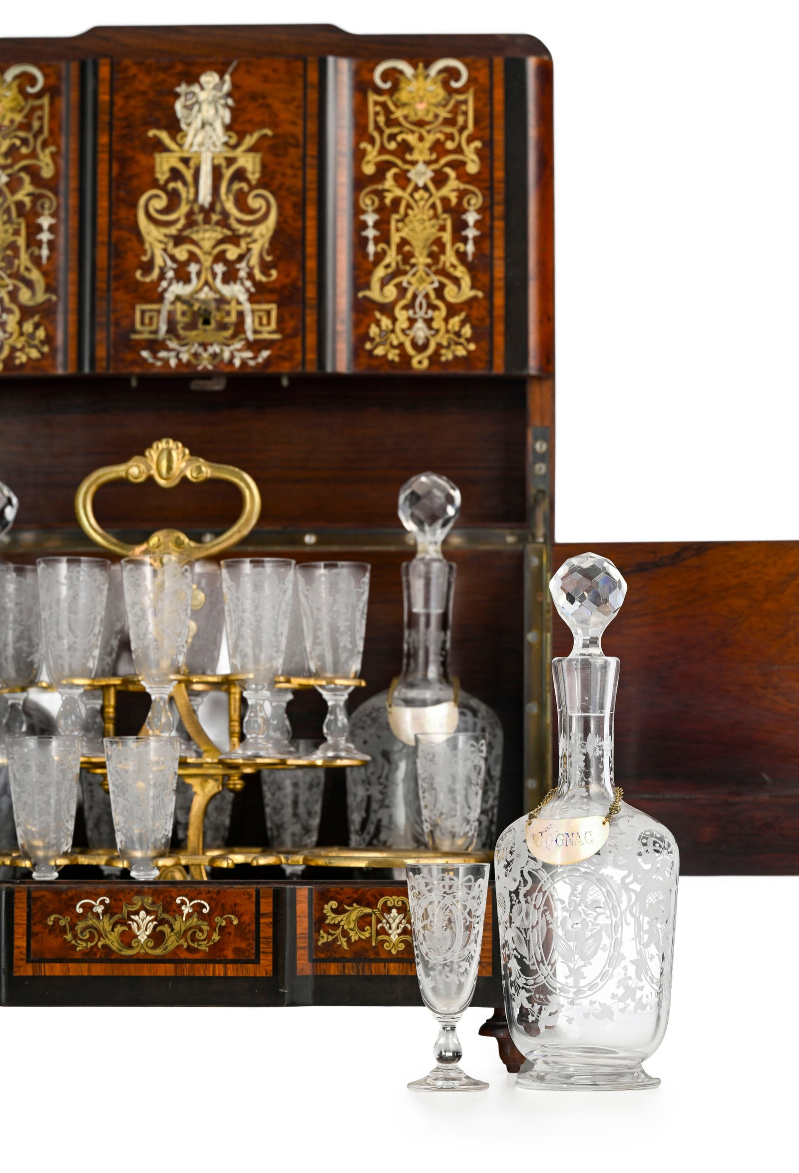 Cave à liqueur d'époque Napoléon III, par R. Guyot à Paris, vers 1870, coffret e - 5