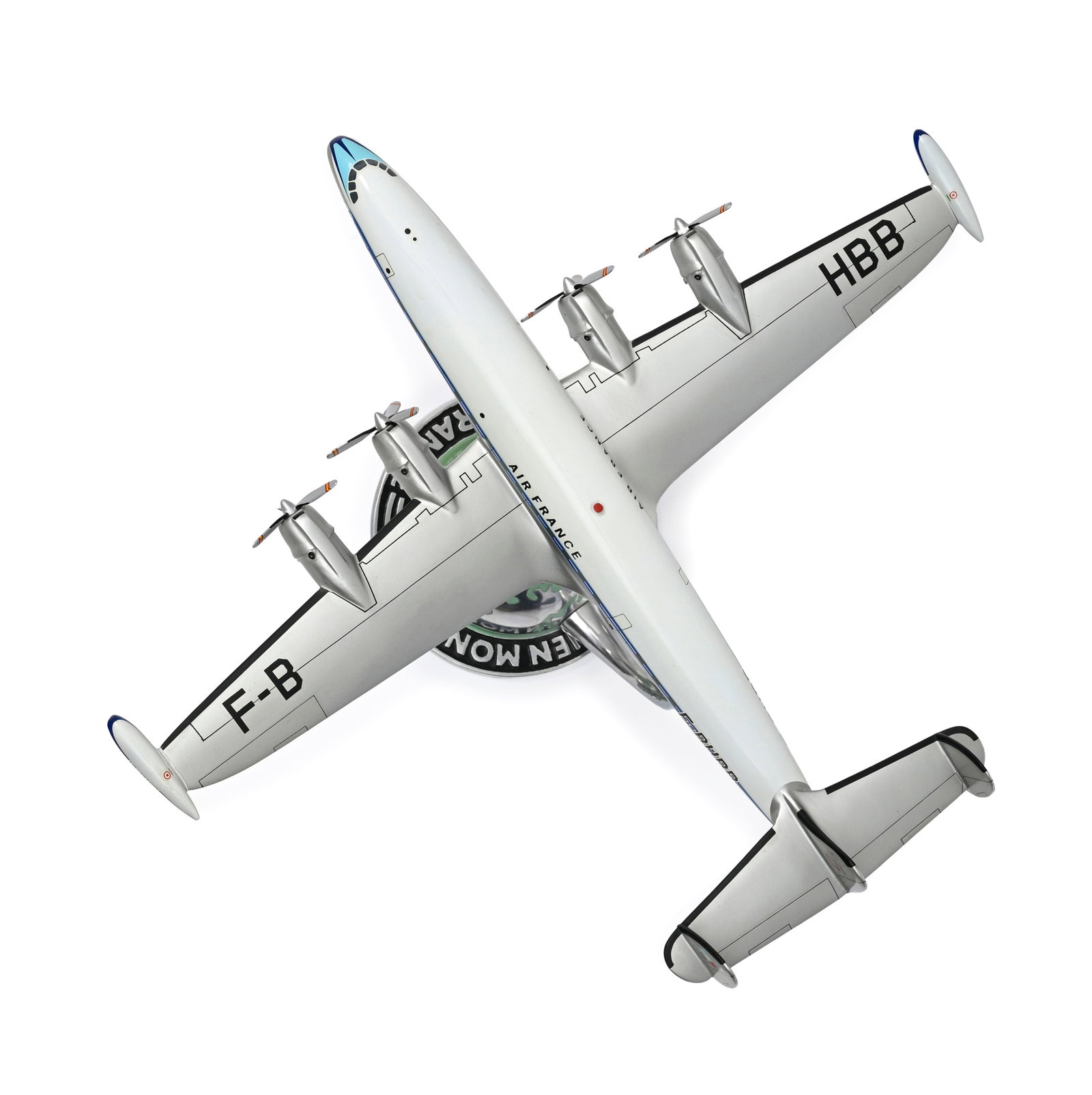 Air France, maquette d'agence (réédition) du Lockheed Super Constellation , en bois peint, - 2