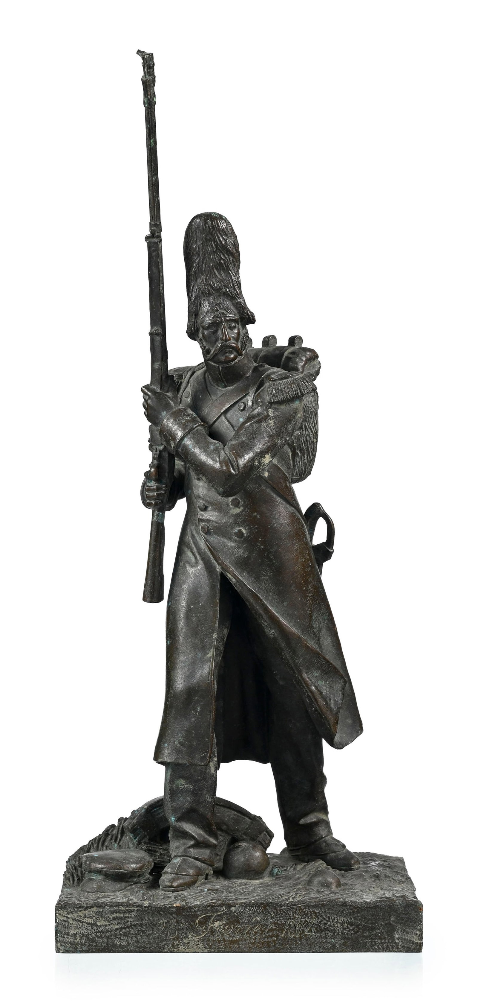 Théodore Gechter (1796-1844), Soldat de la Grande Armée - 28 Février 1814, bronze  - 2