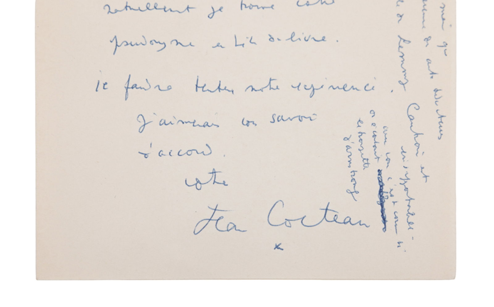 COCTEAU (Jean). Lettre autographe au stylo bille signée « Jean Cocteau » adressé - 4