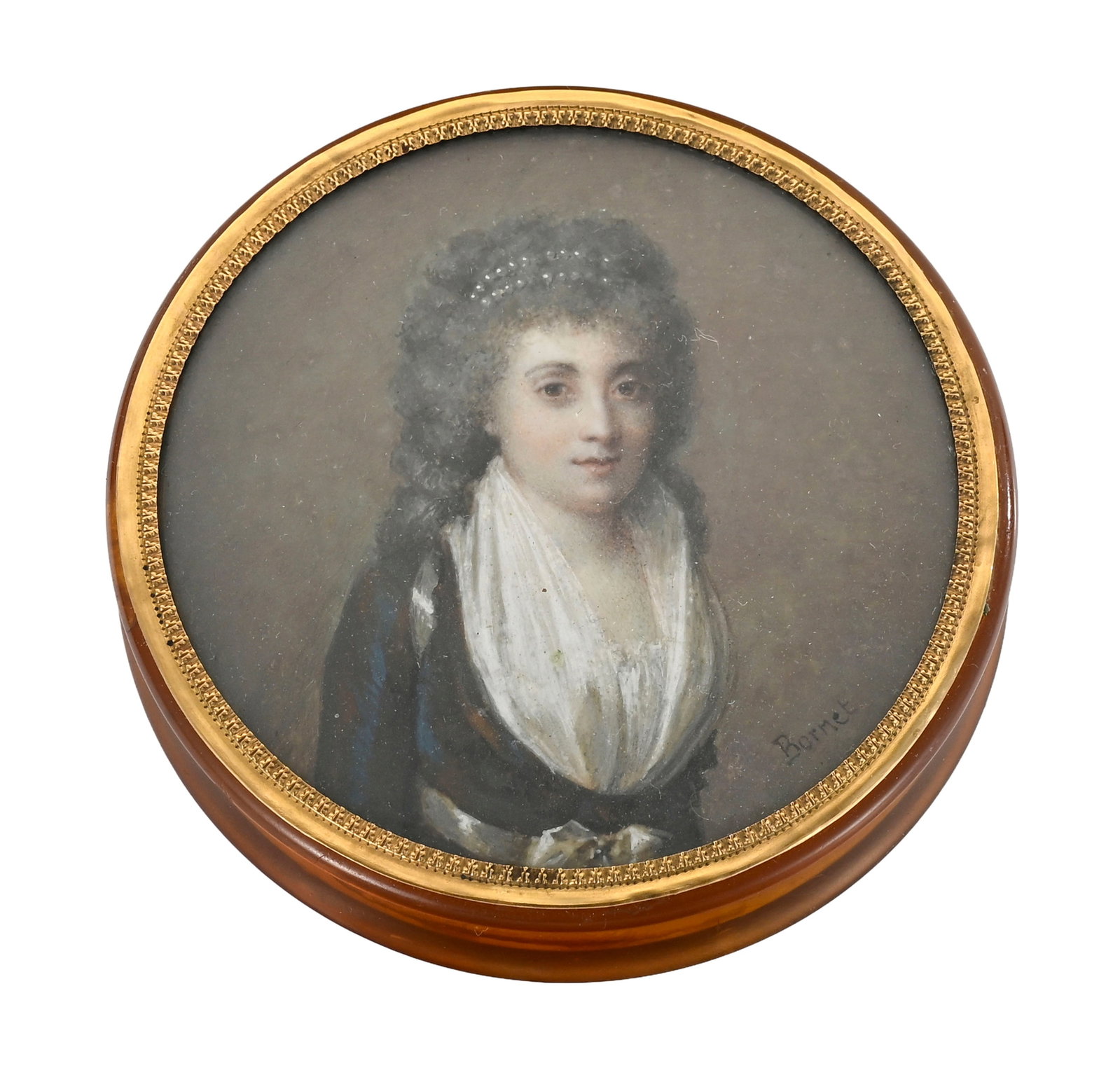 Ensemble de 5 boîtes rondes en écaille avec montures en or, fin XVIII - début XIXe s. - 2