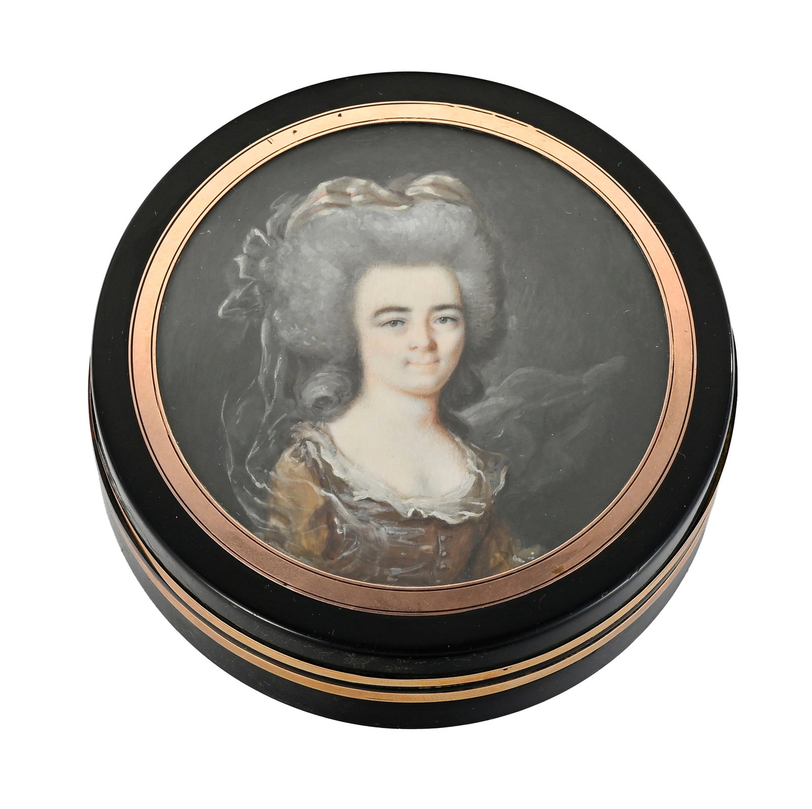 Ensemble de cinq boîtes rondes en composition noire et écaille, France fin XVIIIe-déb - 3