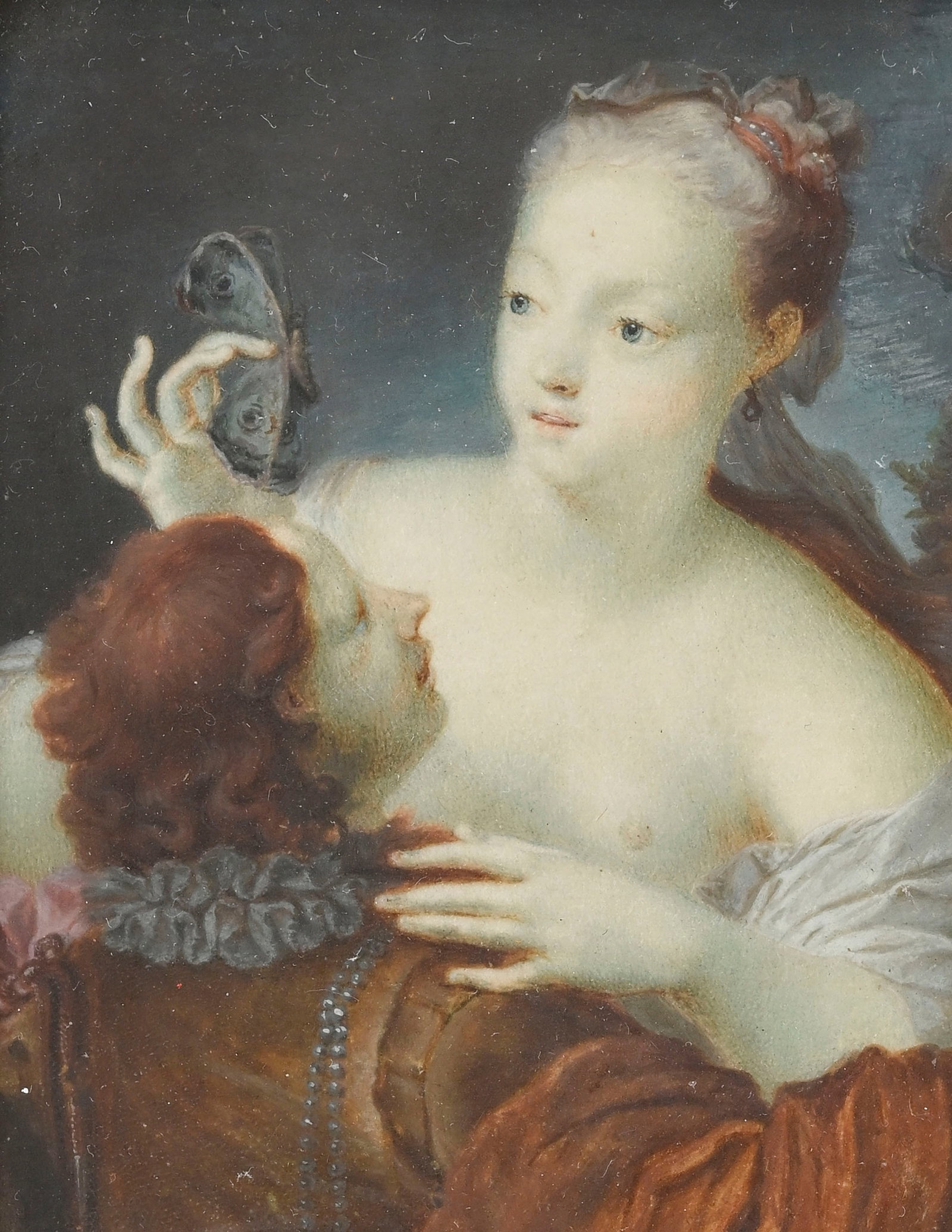Un couple et le papillon, d'après Jacques Courtin, début XVIIIe s., copie en miniature du  - 3