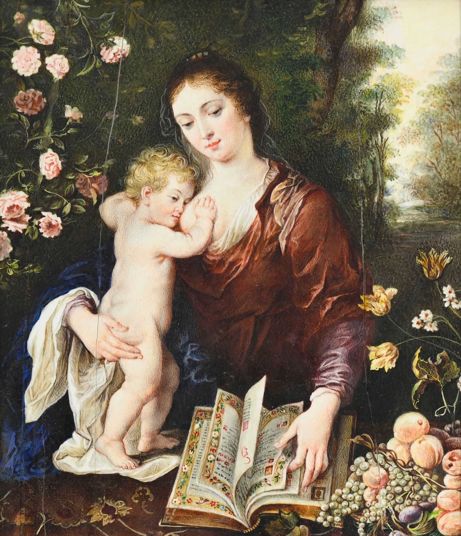 Vierge à l’Enfant, d’après Peter Paul Rubens, vers 1625, copie en miniature pe - 2