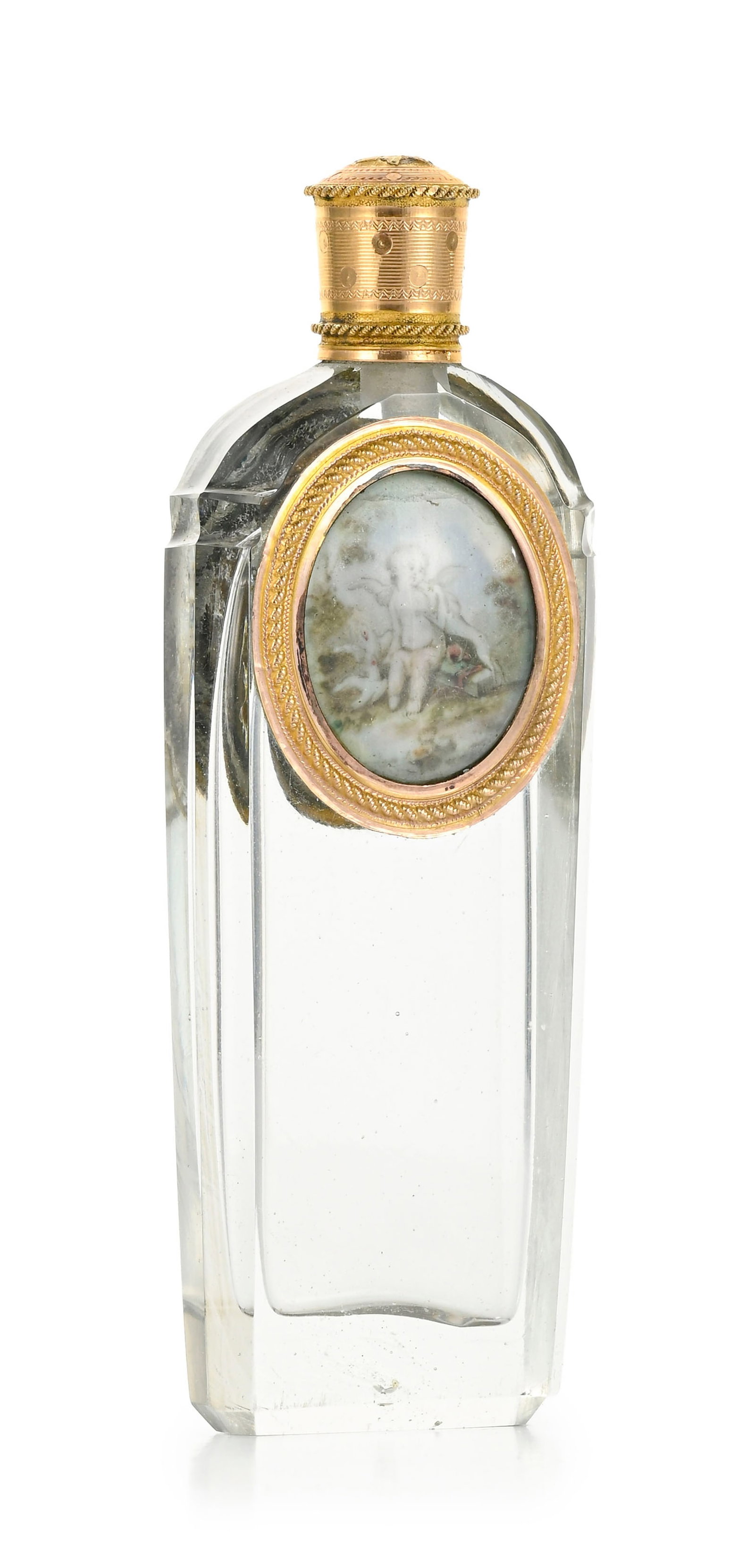 Flacon à miniatures en verre et or, XIXe s., le flacon inséré de chaque côté - 2