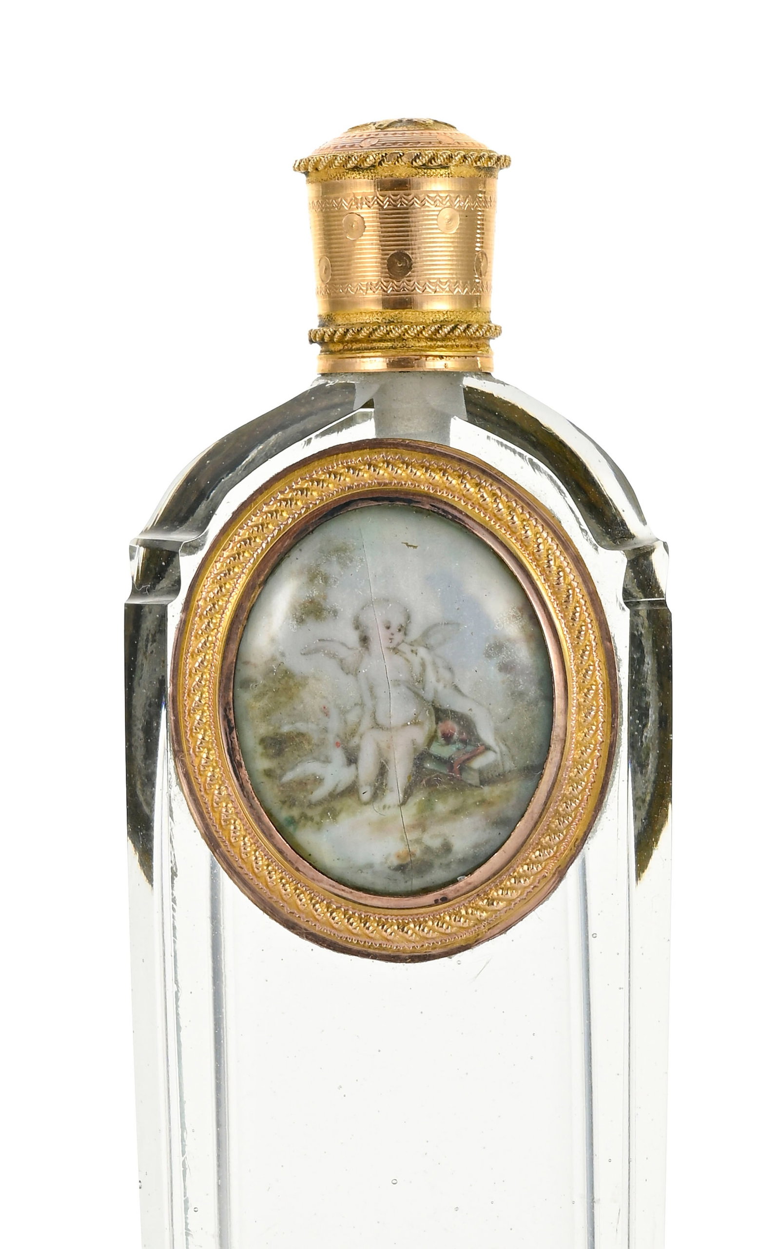 Flacon à miniatures en verre et or, XIXe s., le flacon inséré de chaque côté - 3