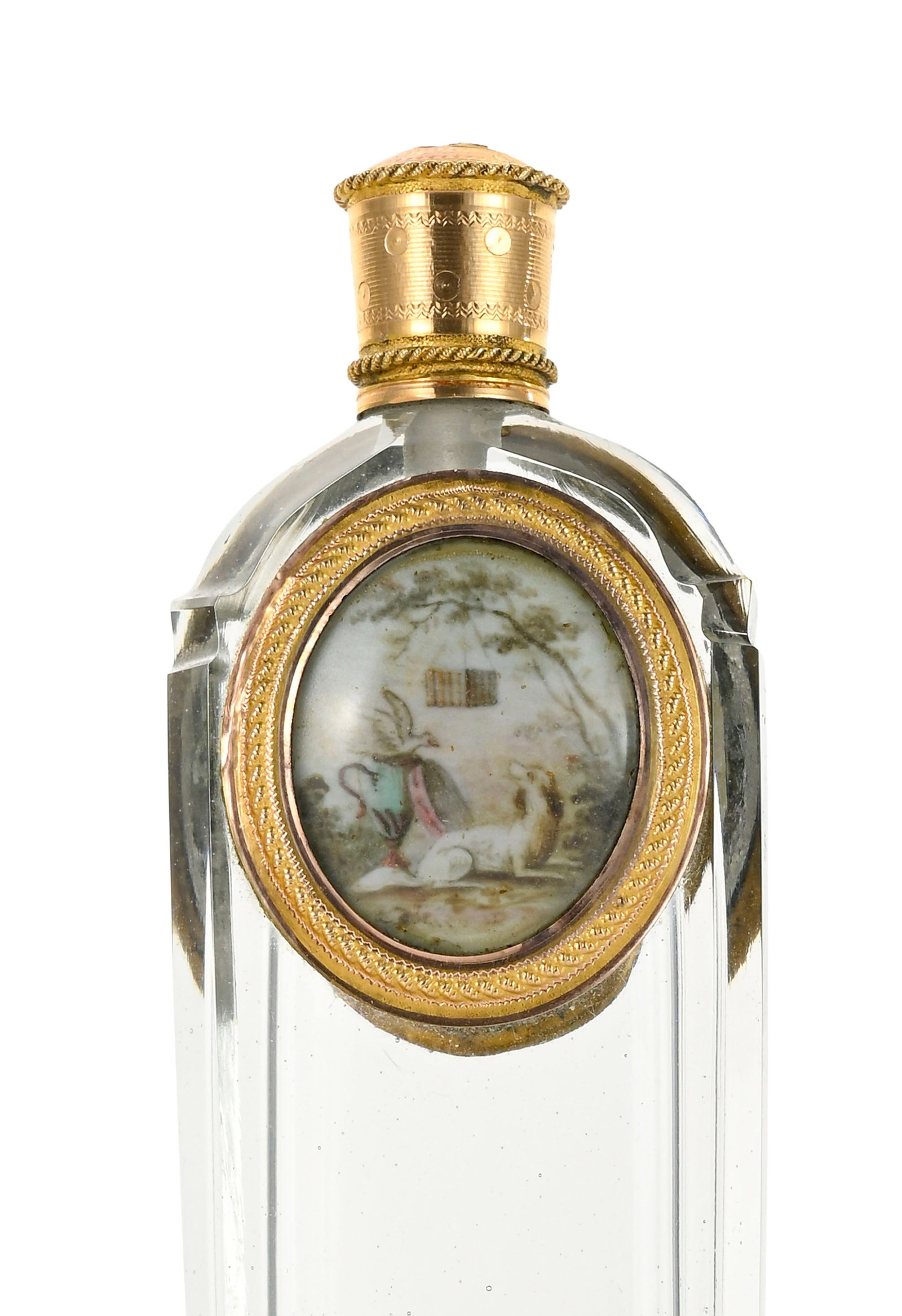 Flacon à miniatures en verre et or, XIXe s., le flacon inséré de chaque côté - 4