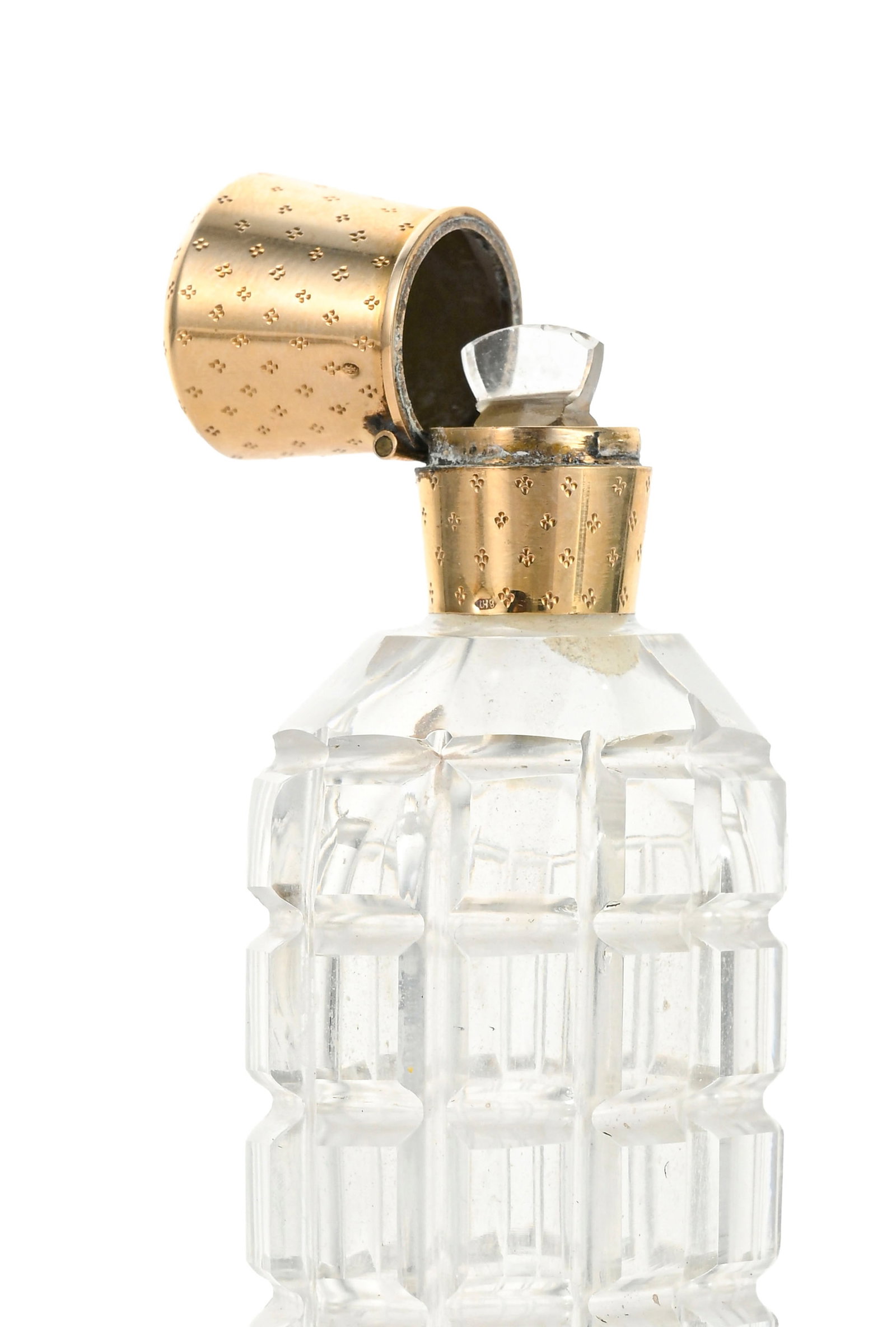 Flacon en verre taillé avec monture en or 585, Pays Bas, deuxième moitié du XIXe s.,  - 2