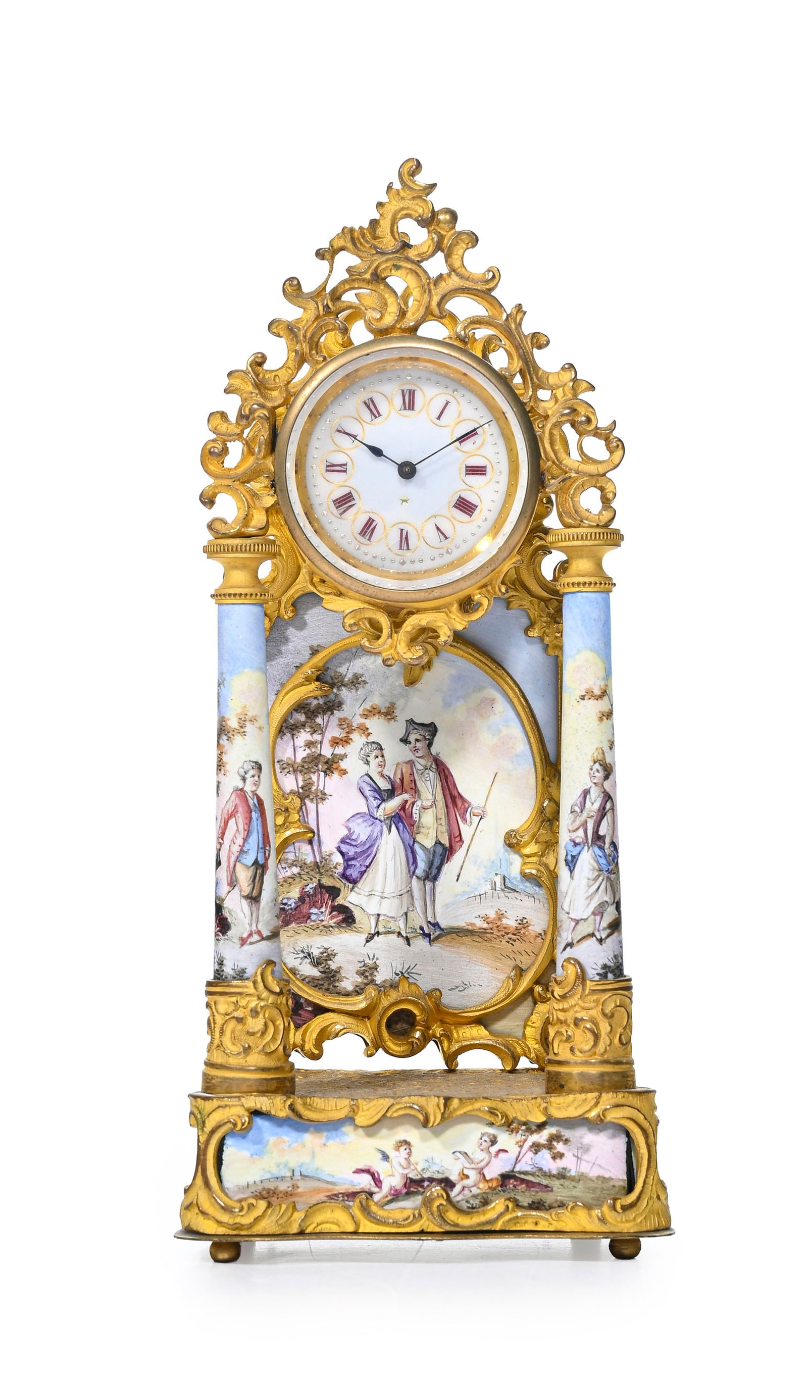 Petite pendulette en émail de Vienne, Autriche fin XIXe s., h. 14 cm Provenance : Famille Schl - 2
