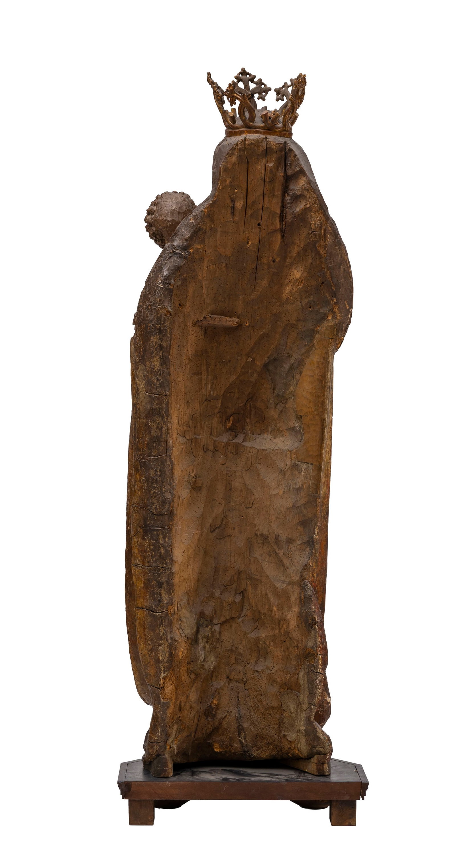 Vierge à l’Enfant grandeur nature en bois de tilleul sculpté, polychromé et dor - 14