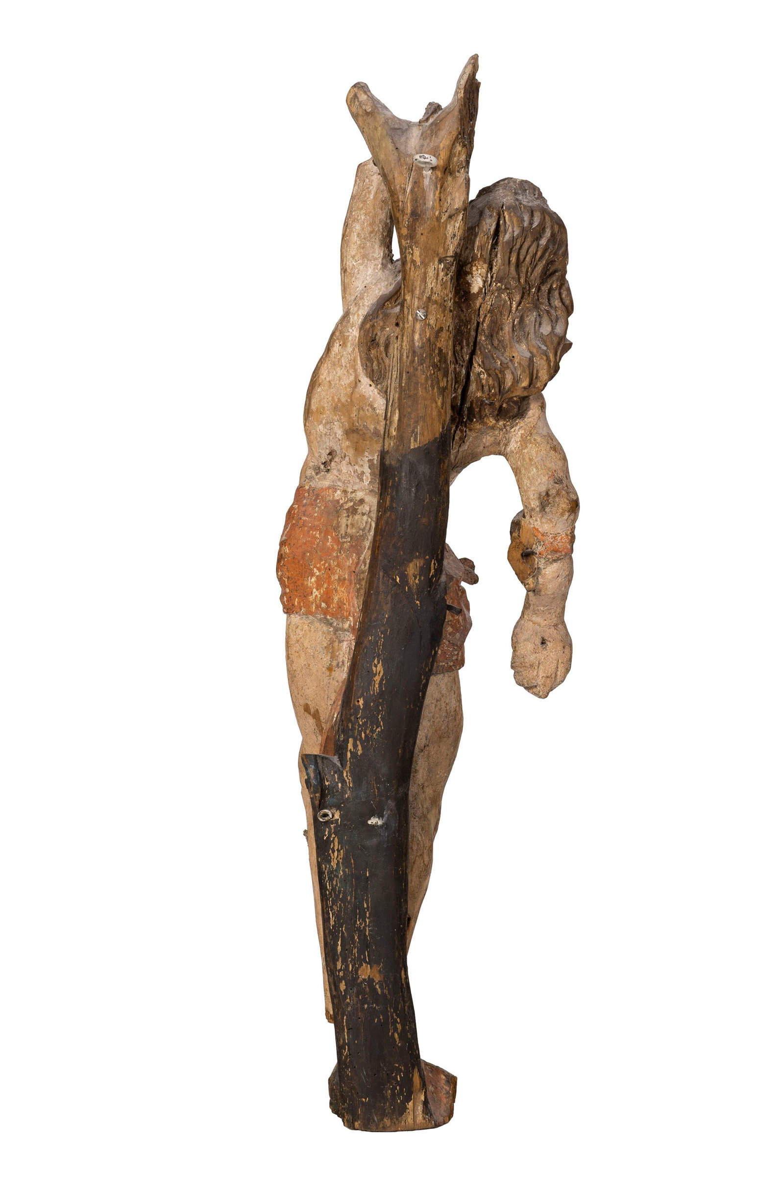 Saint Sébastien, sculpture murale en bois polychrome, probablement XVI-XVIIe s., h. 74 cm Prov - 4