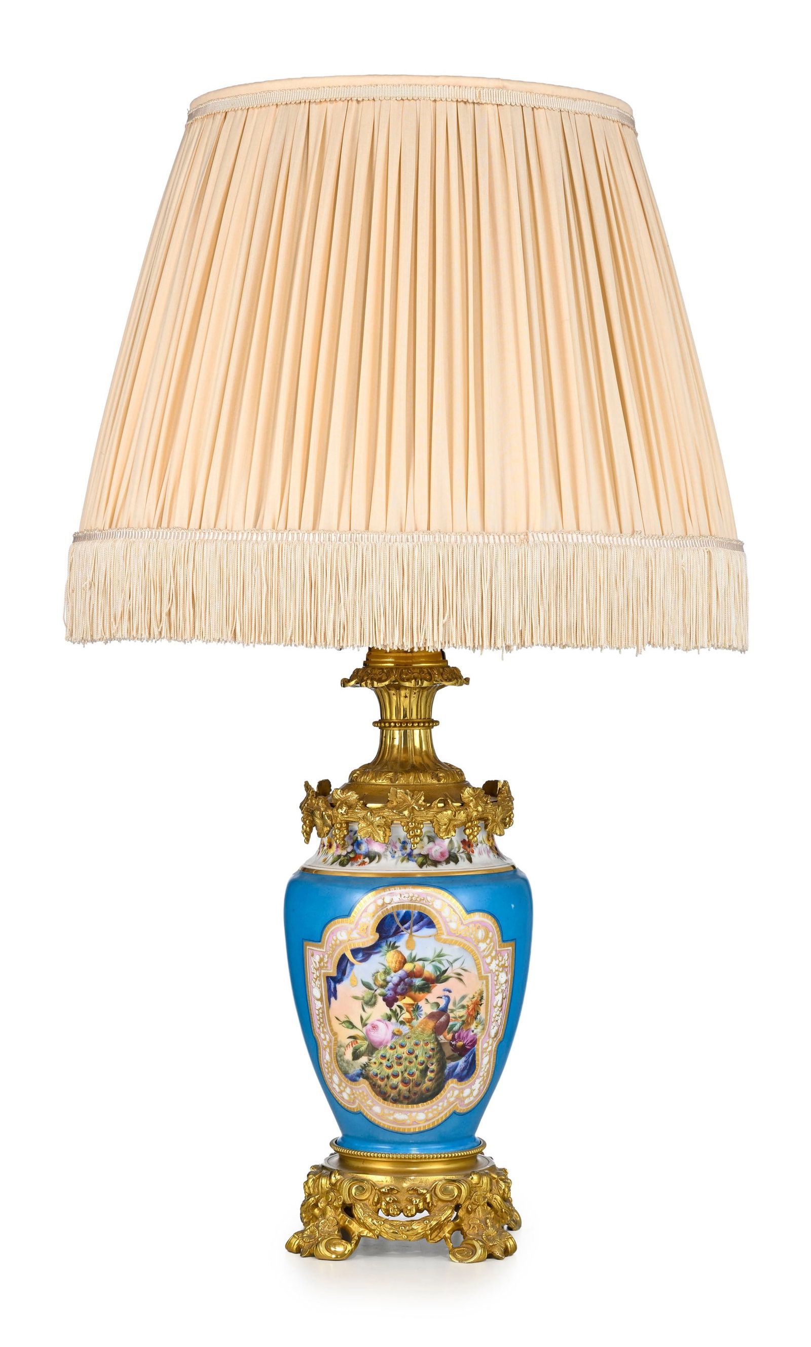 Paire de lampes à pétrole d'époque Napoléon III, en porcelaine peinte à d&# - 2