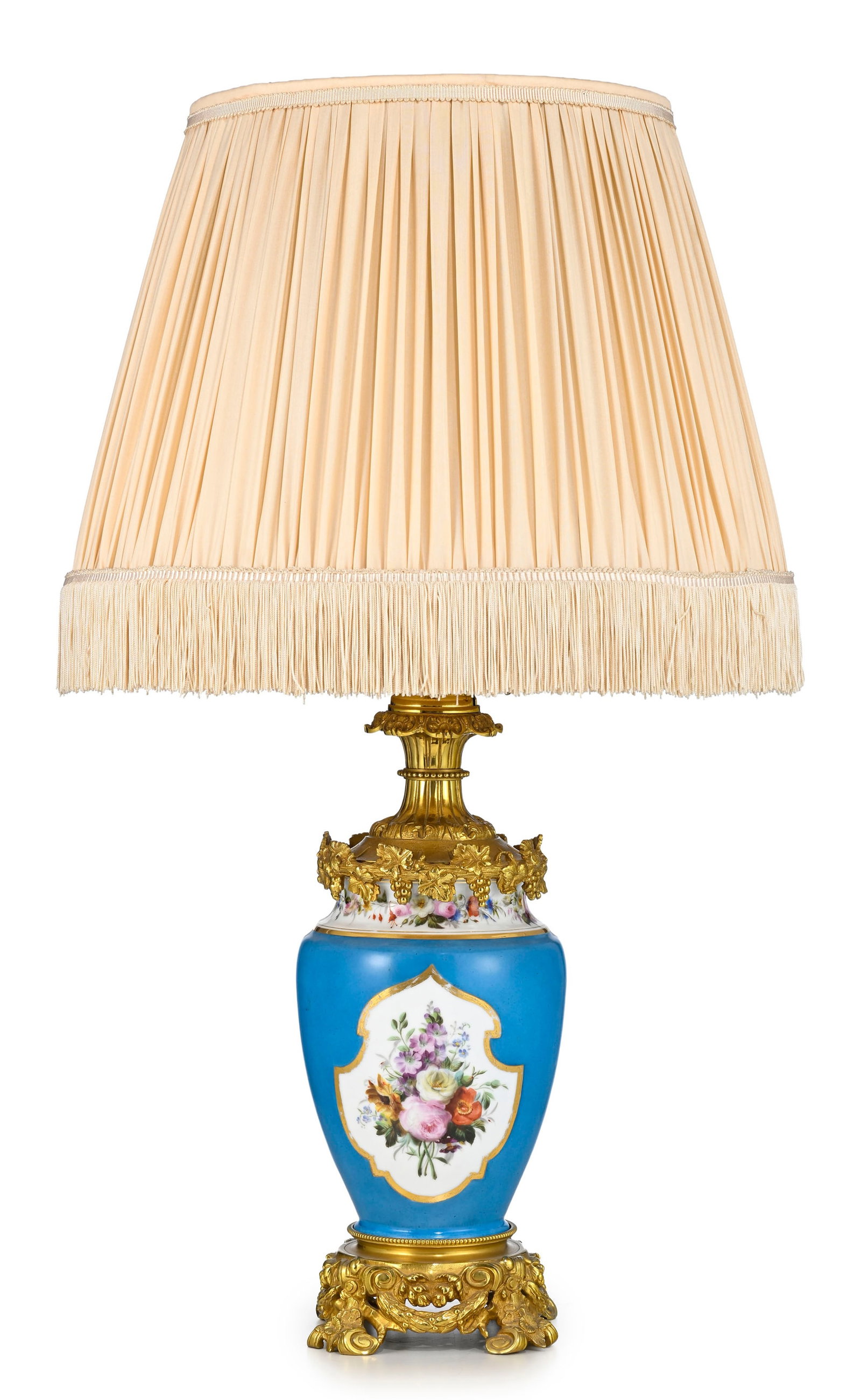 Paire de lampes à pétrole d'époque Napoléon III, en porcelaine peinte à d&# - 3