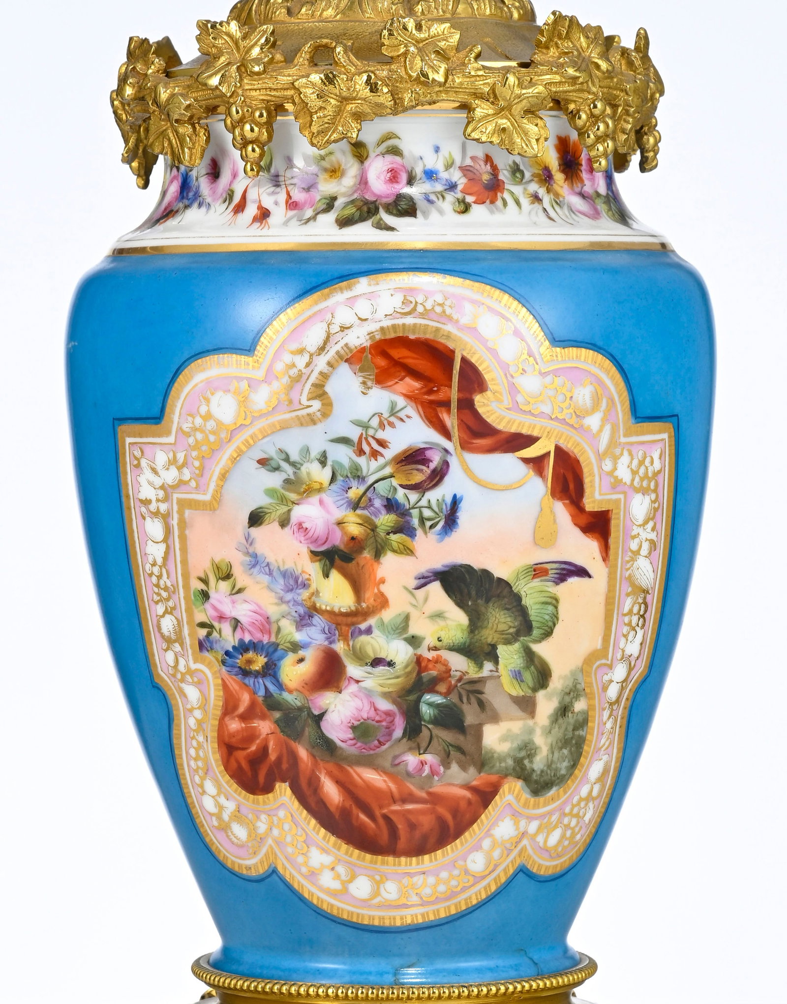 Paire de lampes à pétrole d'époque Napoléon III, en porcelaine peinte à d&# - 5