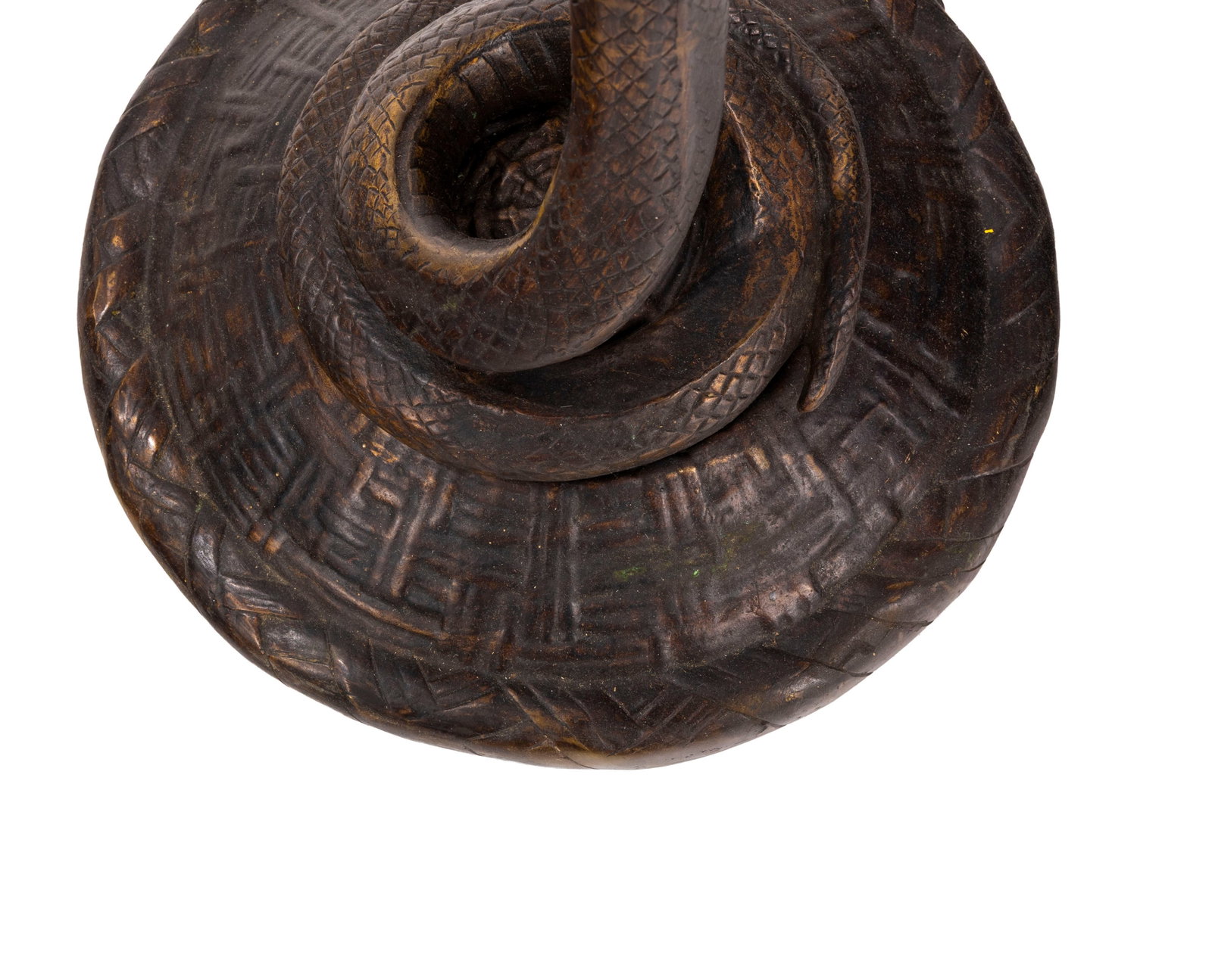 Lampadaire dans le goût d'Edgar Brandt, XXe s., en bronze patiné figurant un serpent enser - 3