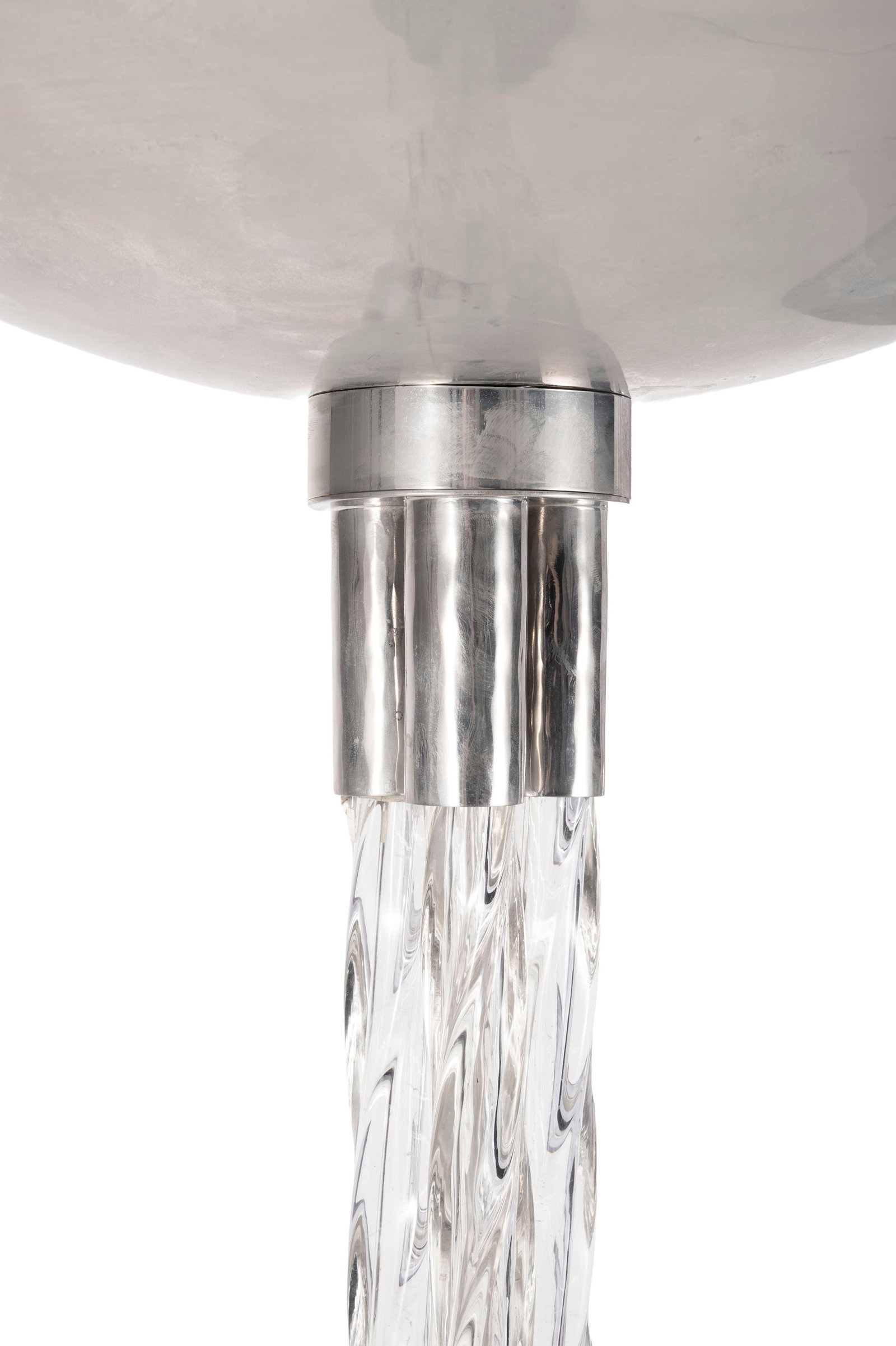 Lampadaire, XXe s., fût constitué de trois tiges torsadées en verre et soutenant une  - 2
