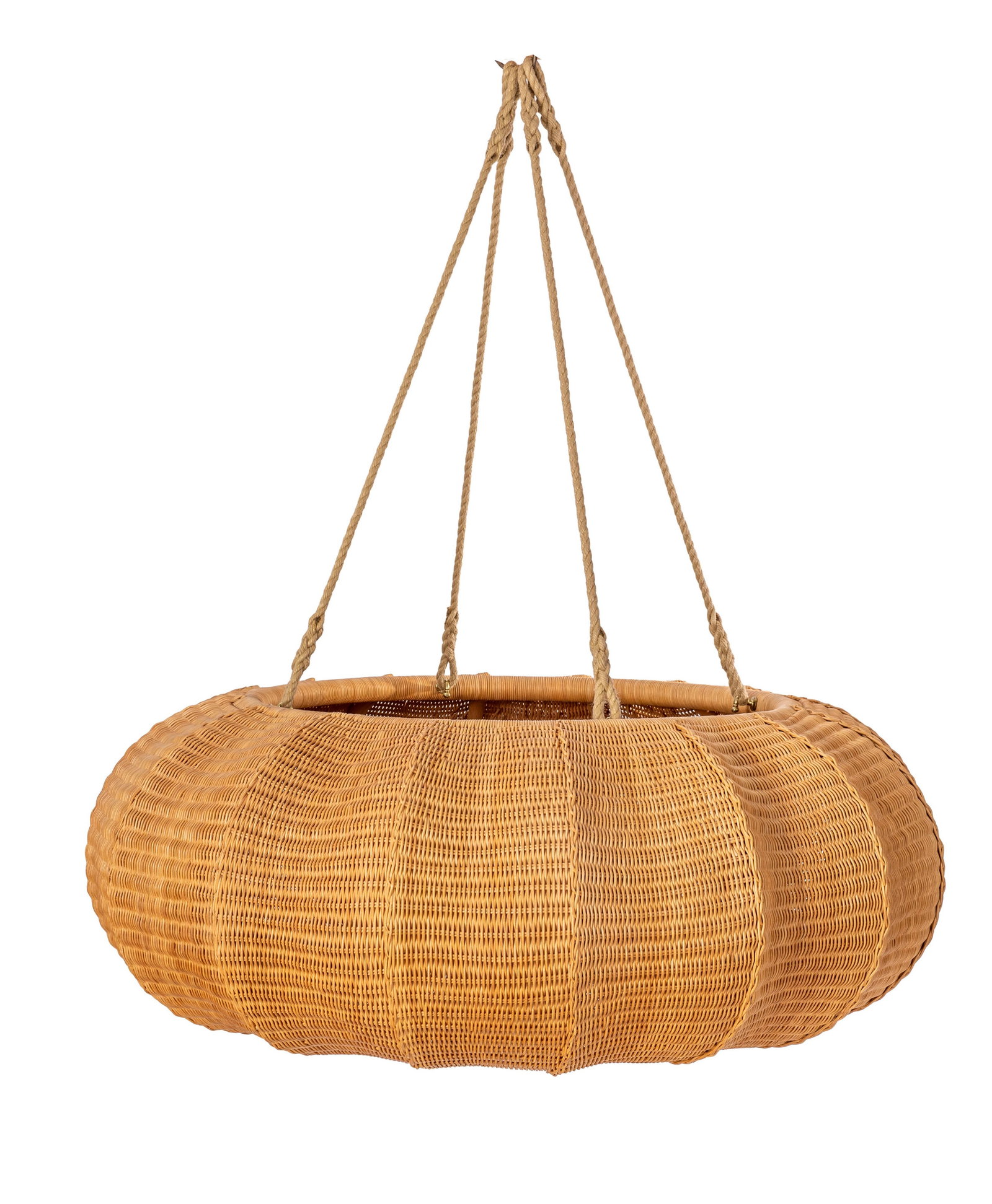 Suspension, édition Soane Britain Design, XXIe s., en rotin, dimensions du diffuseur: h. 36 cm, (1 of 2)