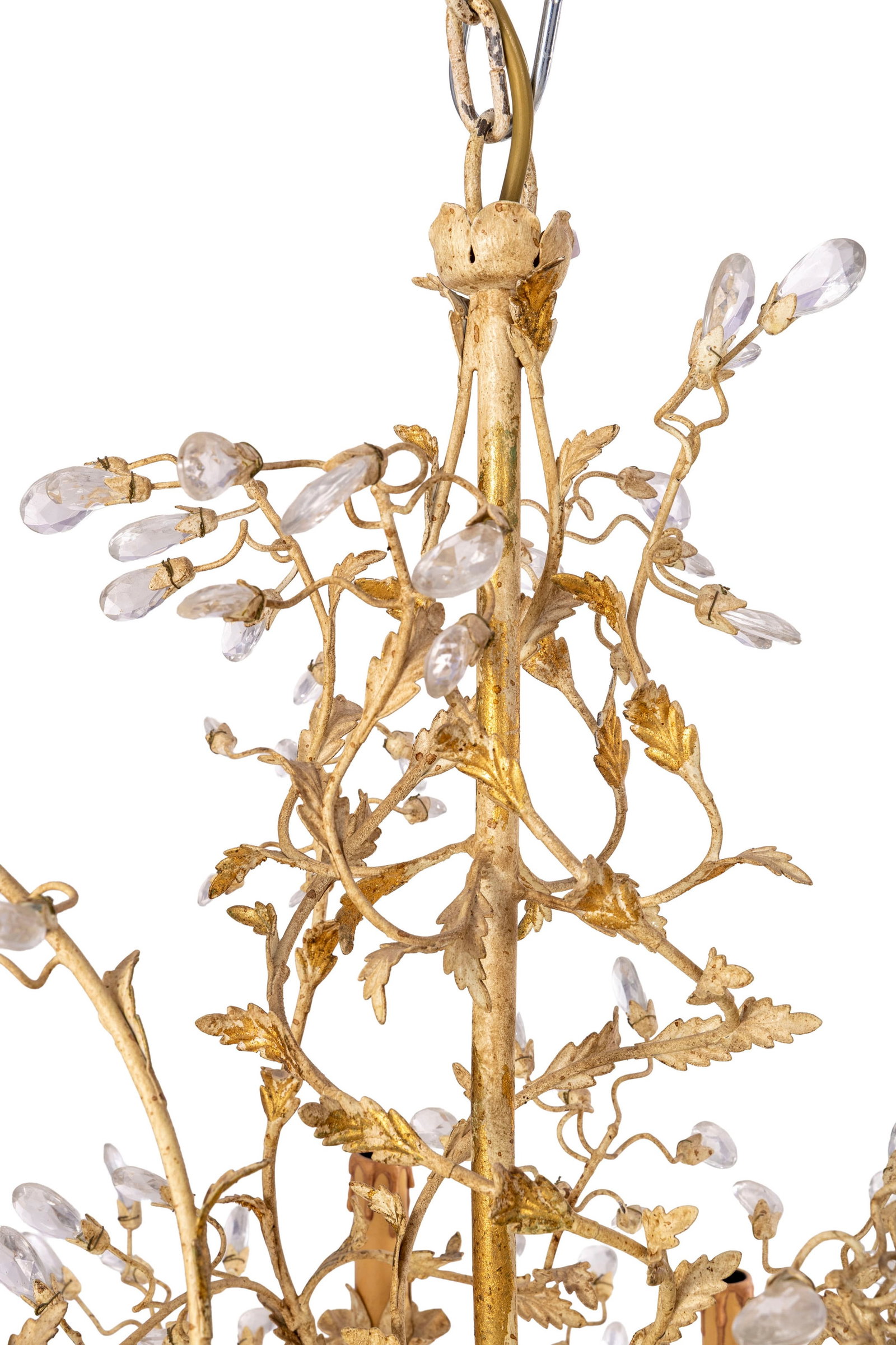 Lustre par la maison Mechini, Italie, XXe s., en métal peint beige et rehauts dorés à - 3