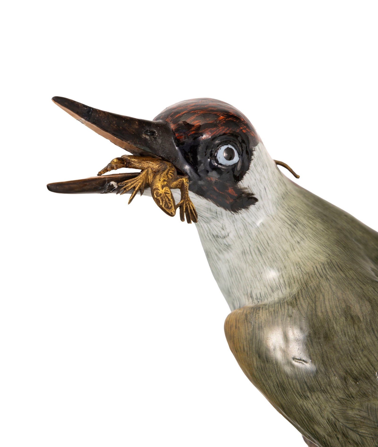 Ensemble de 2 oiseaux en porcelaine émaillée polychrome, monture en bronze doré, XIXe - 3
