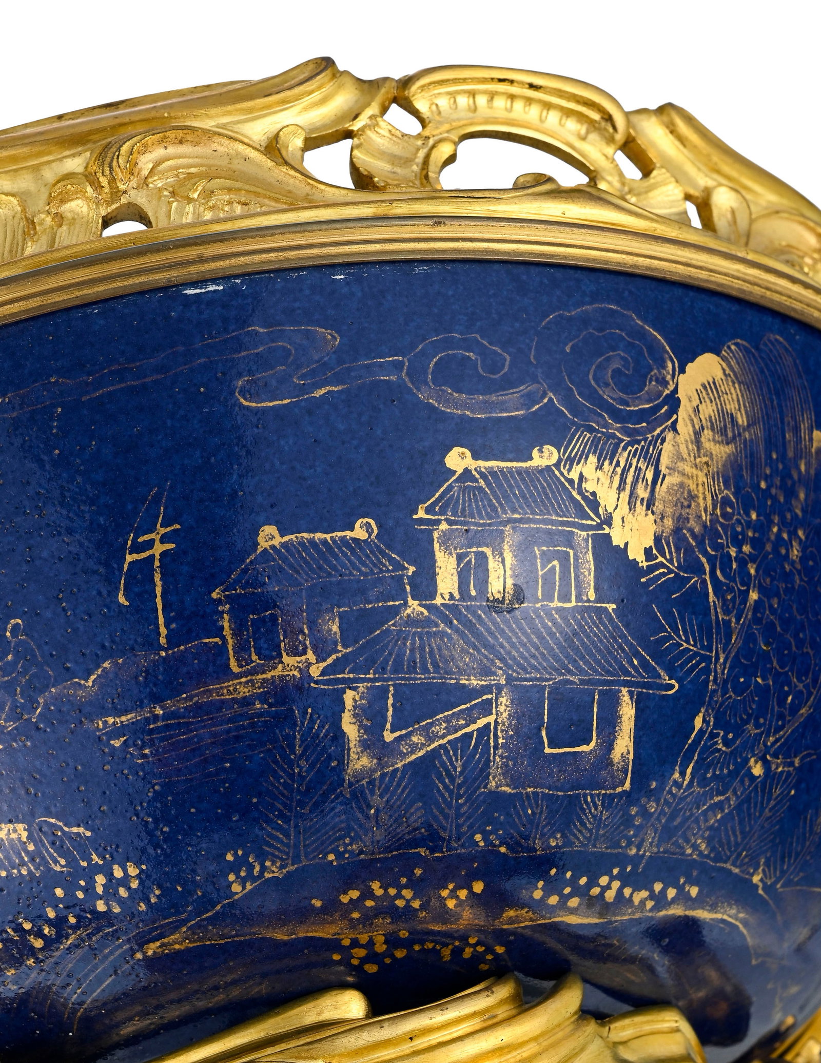 Pot-pourri de style Louis XV, XIXe s., en porcelaine de Chine, à glaçure bleue poudré - 7